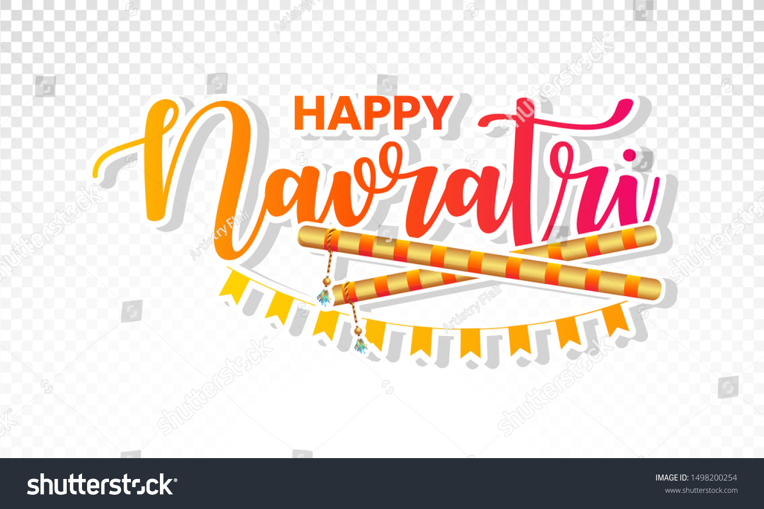 SVG of Happy Navratri. Indian festival celebration Vector typography text for banner, logo design etc on PNG background .  svg