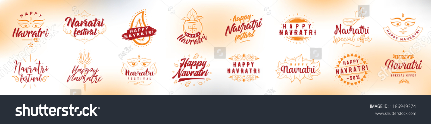 SVG of Happy Navratri. Vector typography set for banner, logo design. Festival of India. svg