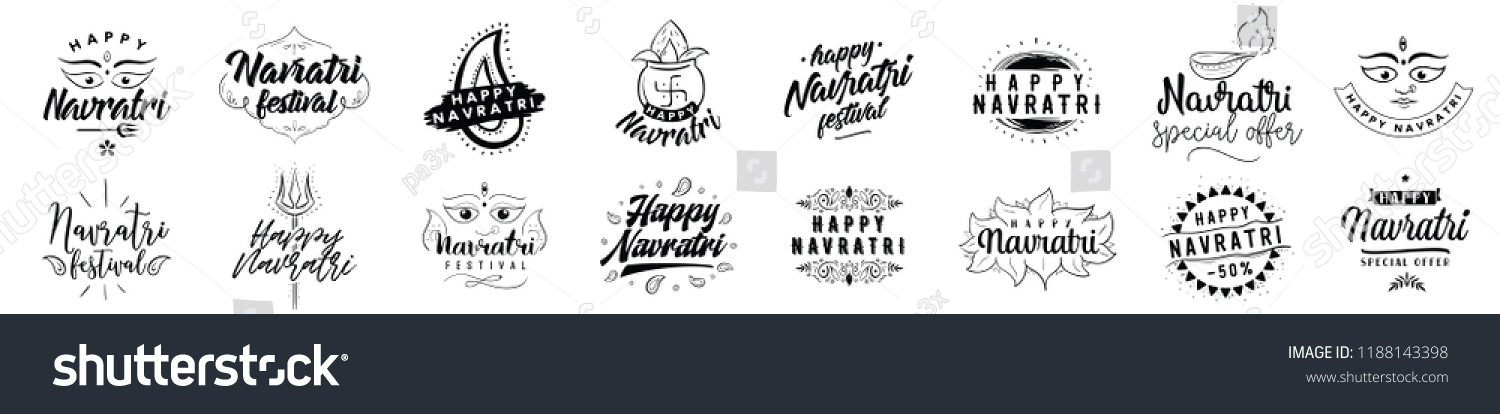 SVG of Happy Navratri. Vector typography set for banner, logo design. Festival of India. svg