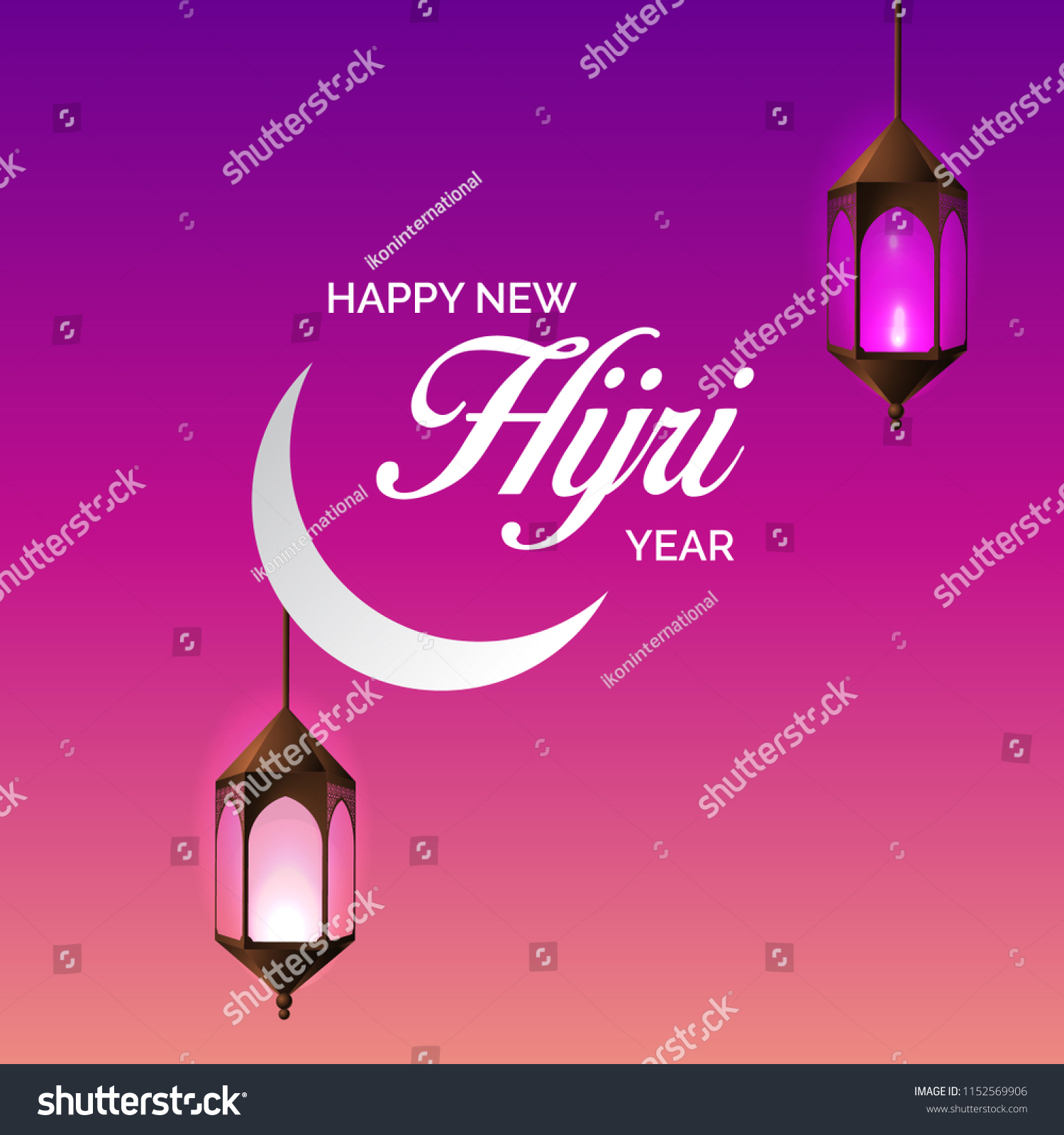 Happy New Hijri Year Template Poster vector de stock (libre de