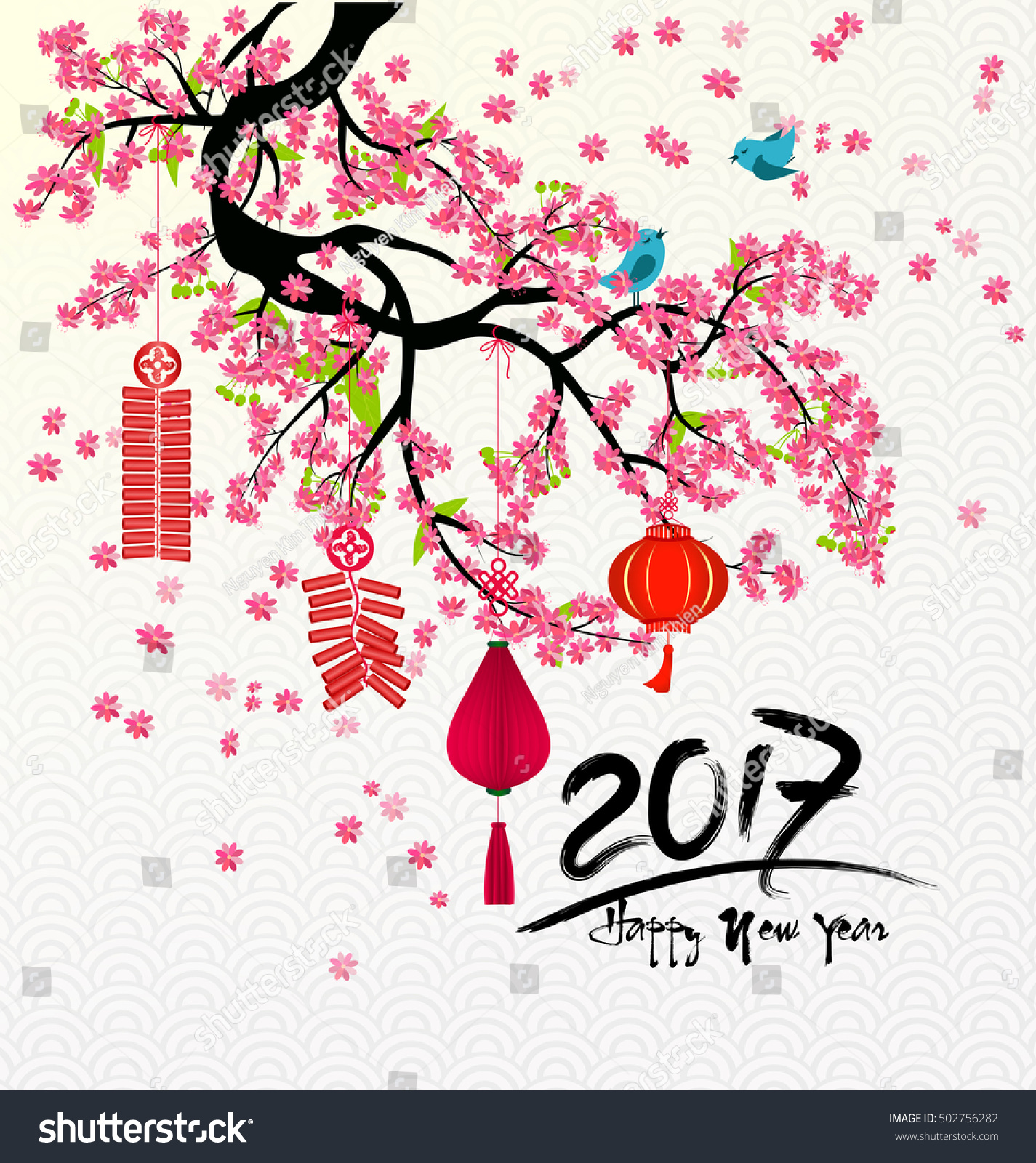 Happy New Year Flowers Stock Vector 502756282 - Shutterstock