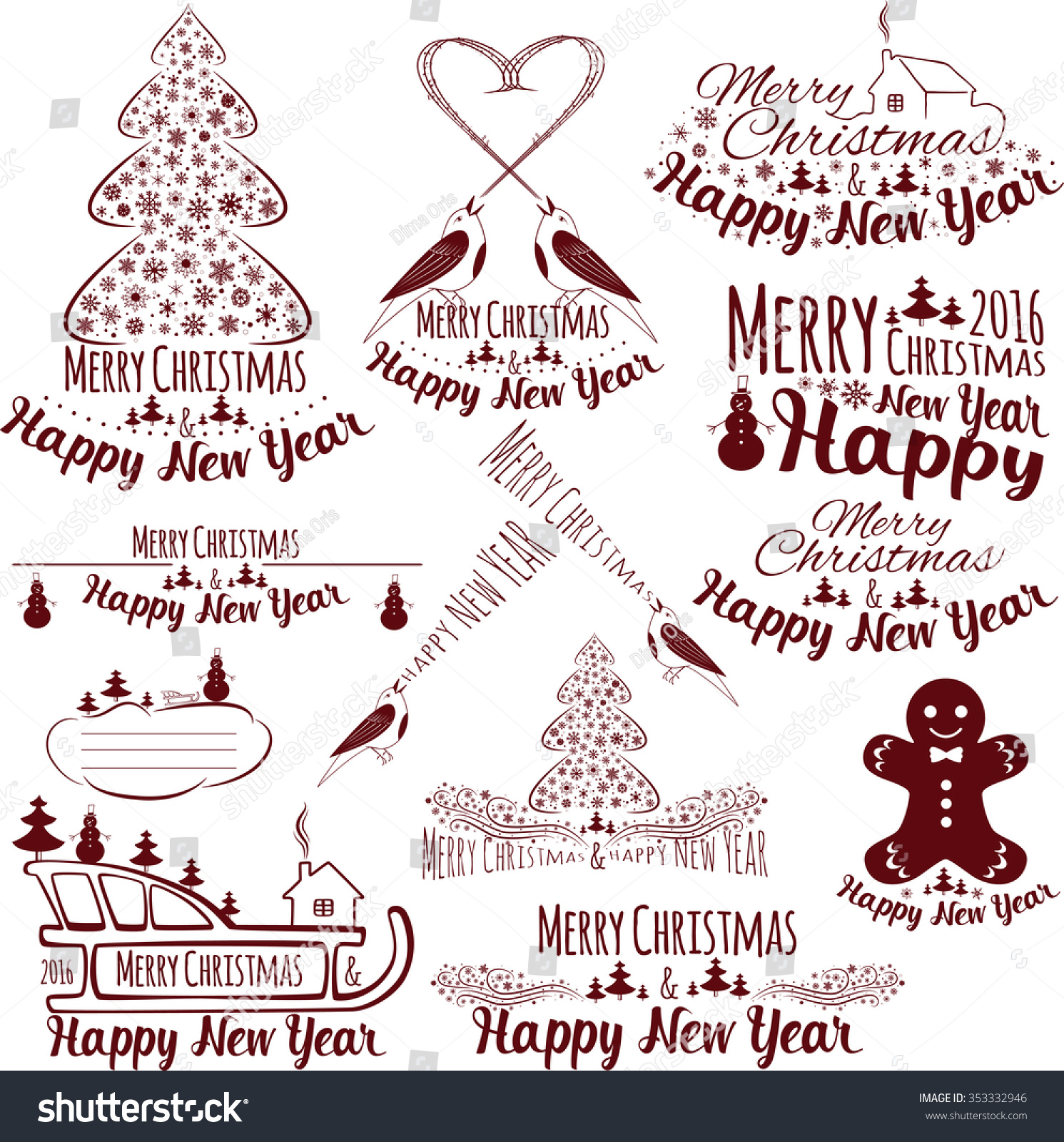 Happy New Year and Merry Christmas Holiday card