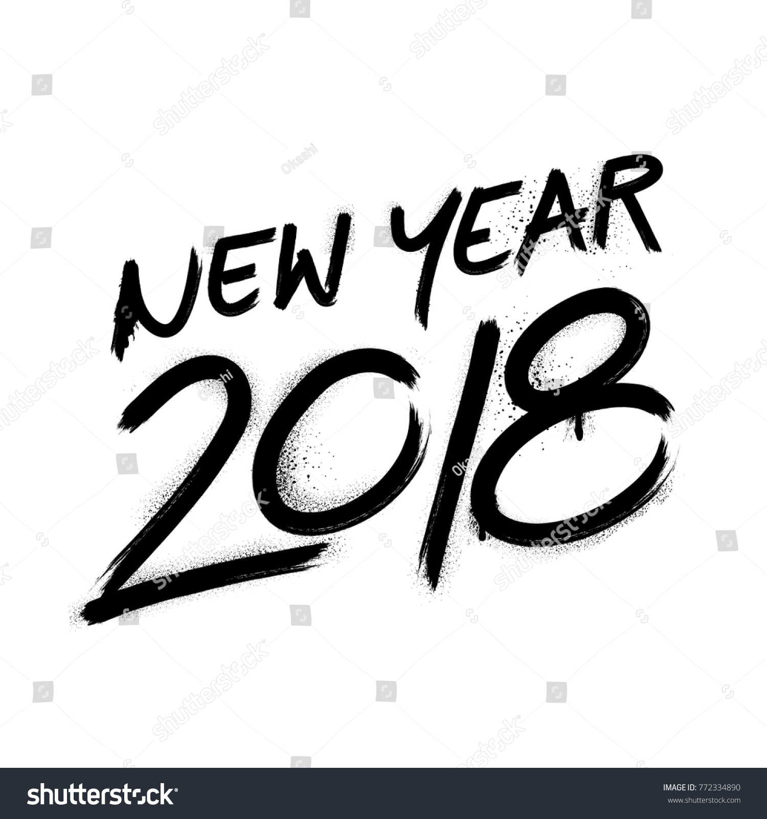 Happy New Year 2018 Brush Calligraphy Stock Vector 772334890 - Shutterstock