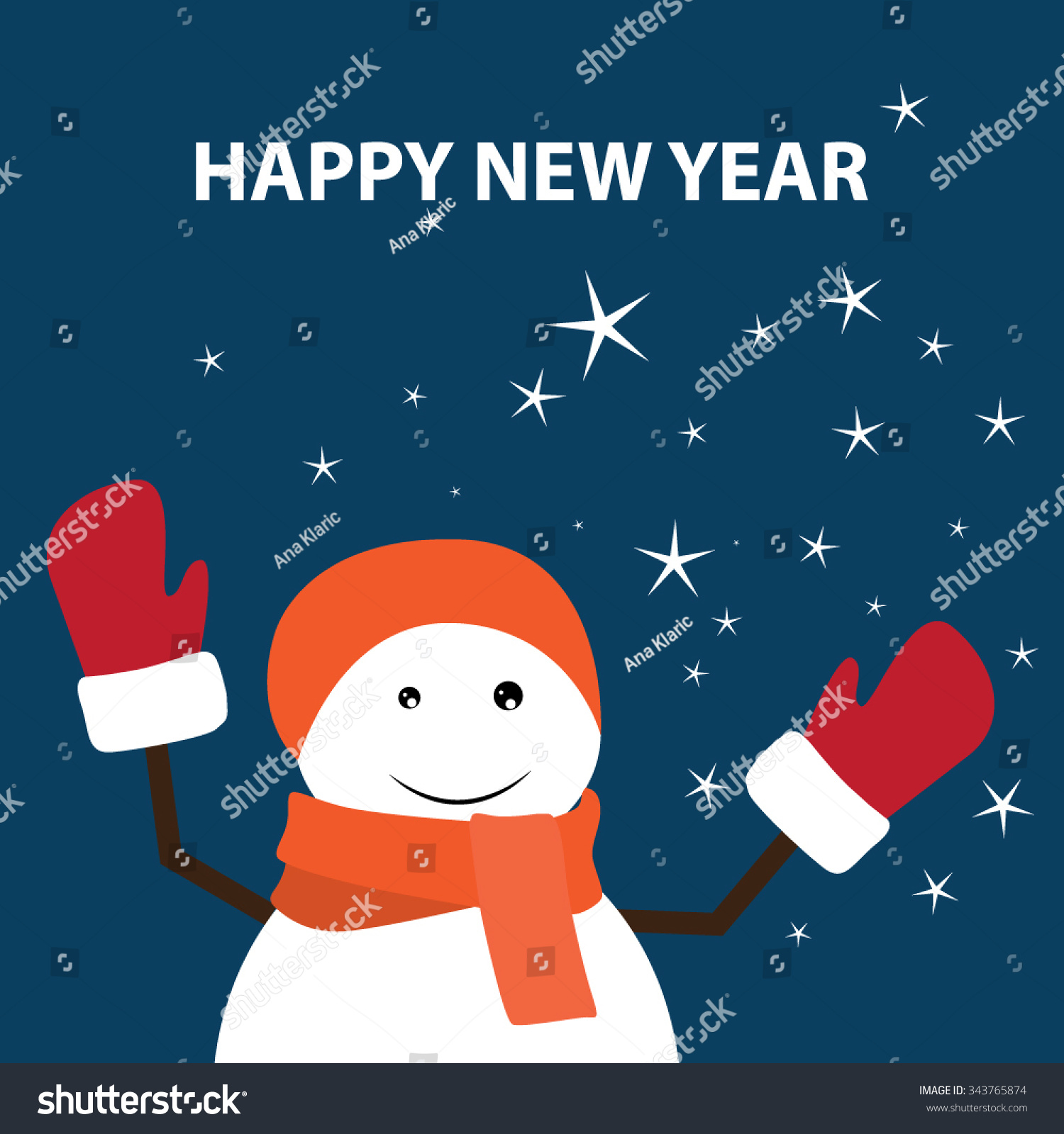 Happy New Year Card Stock Vector Illustration 343765874 : Shutterstock