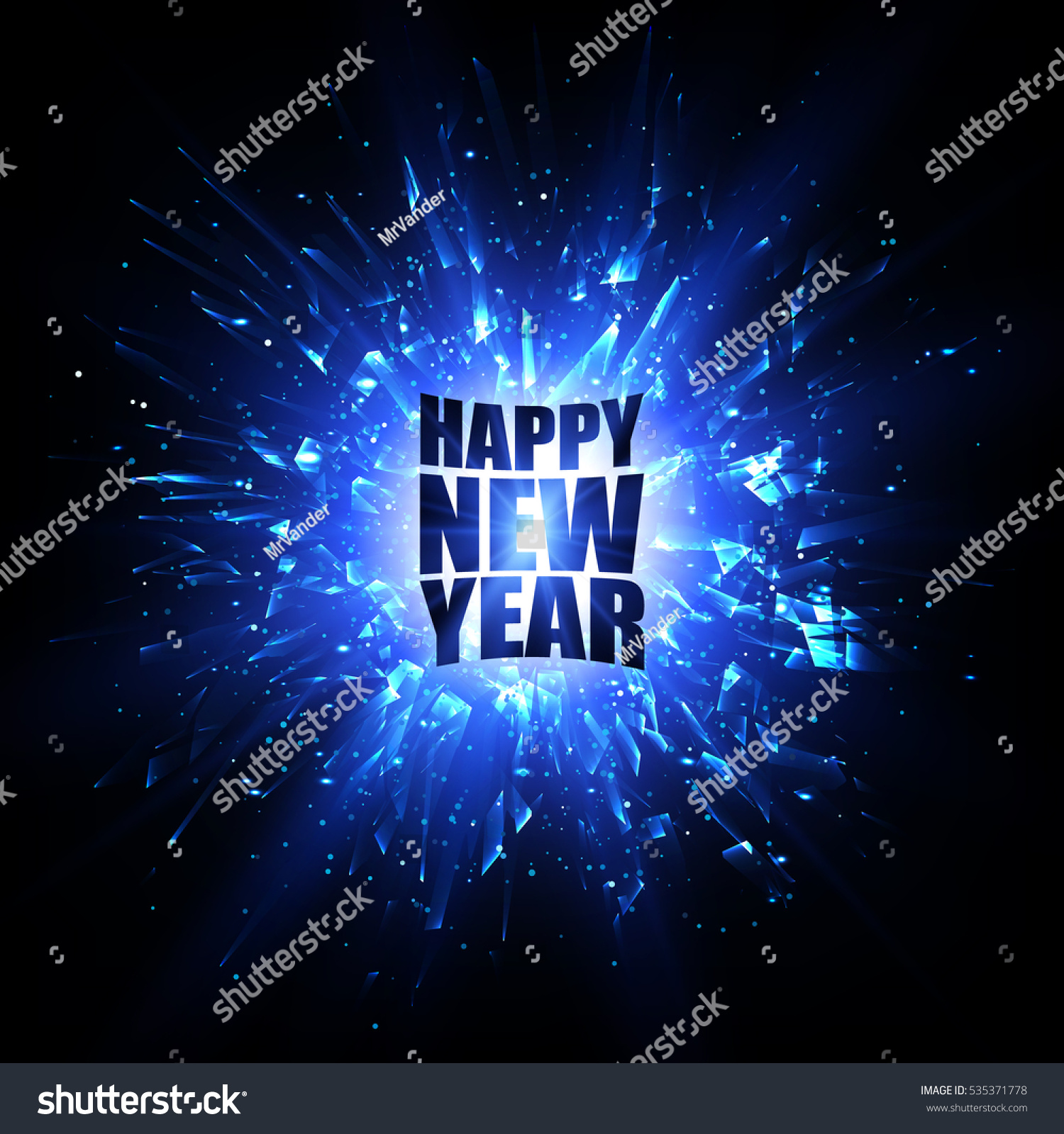 Happy New Year Card Blue Vector 스톡 벡터(사용료 없음) 535371778 - Shutterstock