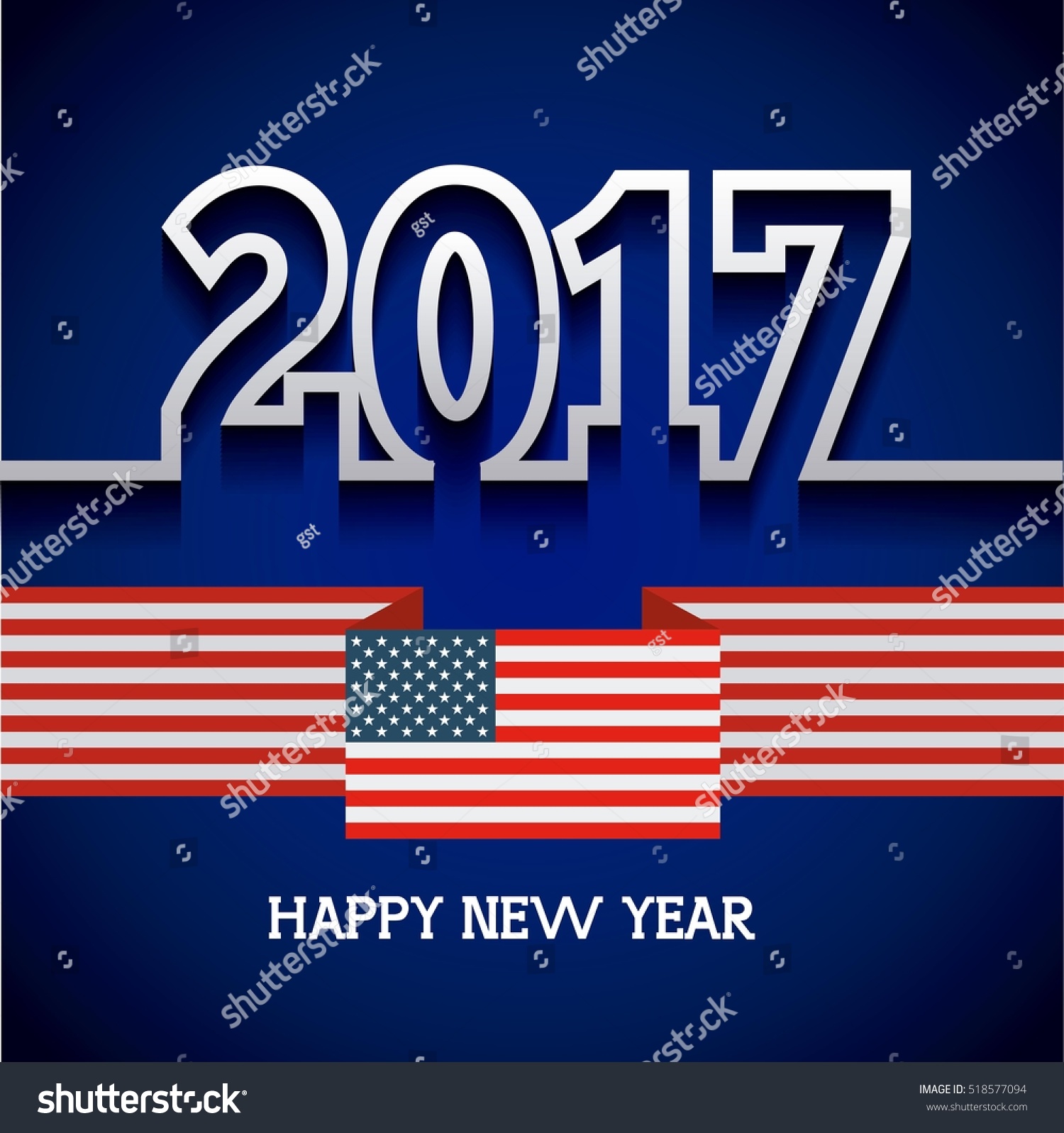 Happy New Year Card Usa Concept Stock Vector 518577094 - Shutterstock
