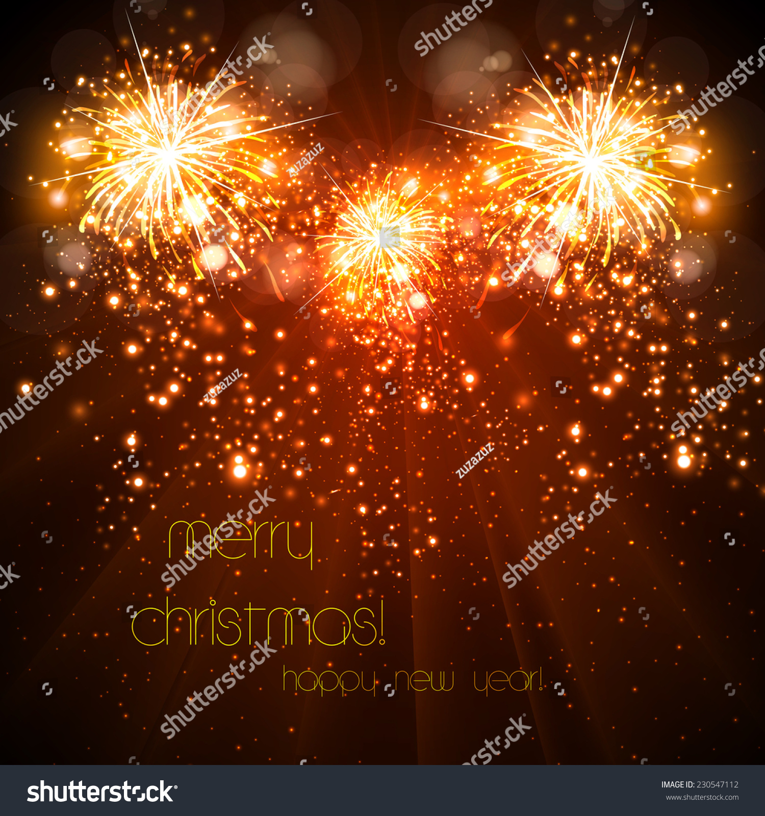 Happy New Year Celebration Background Fireworks Stock Vector 230547112 - Shutterstock