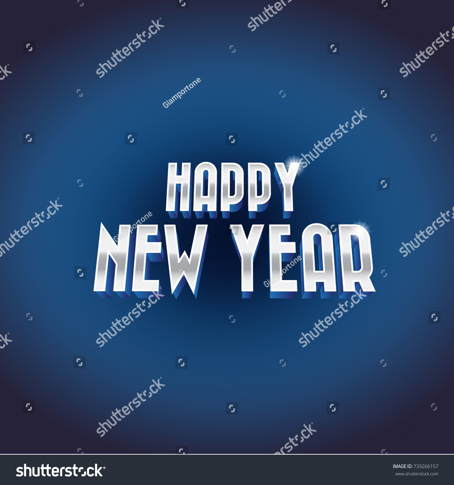 Happy New Year 3d Silver Text Stock Vector (Royalty Free) 733266157
