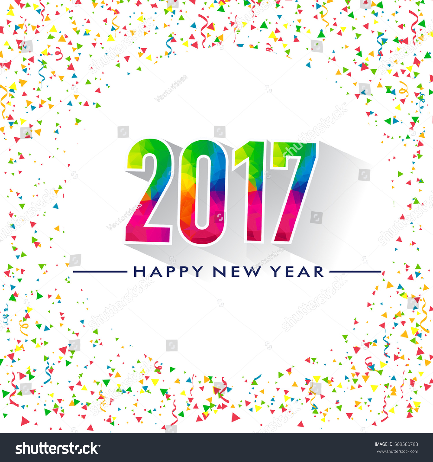 Happy New Year 2017 Design Confetti Stock Vector (Royalty Free ...