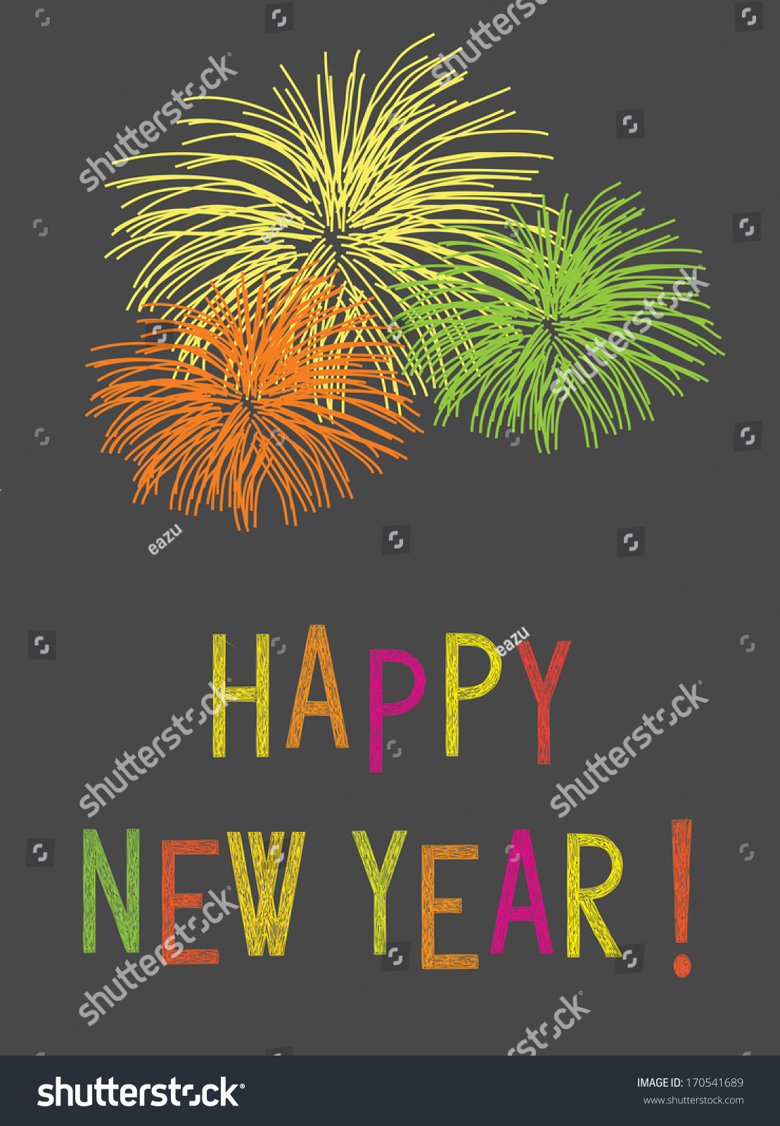 Happy New Year Drawing Stock Vector Illustration 170541689 : Shutterstock