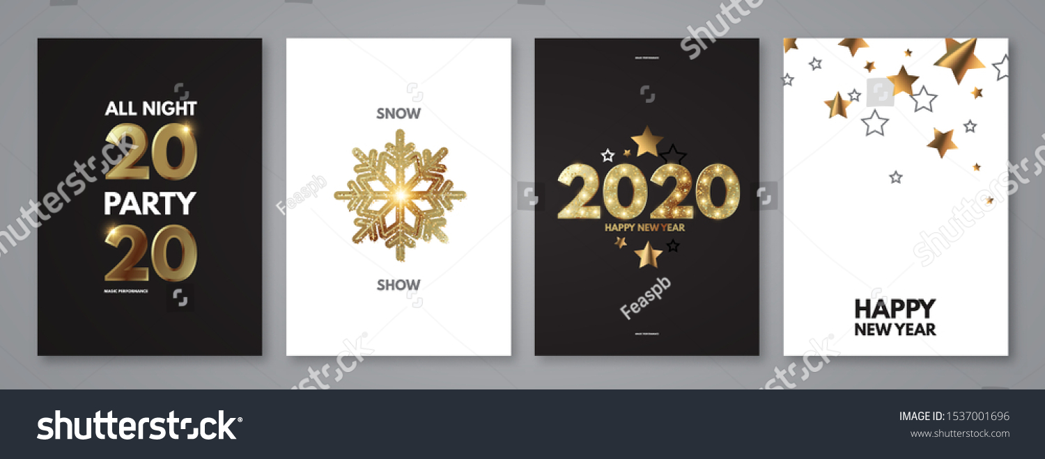 Happy New 2020 Year Elegant Poster Stock Vector Royalty