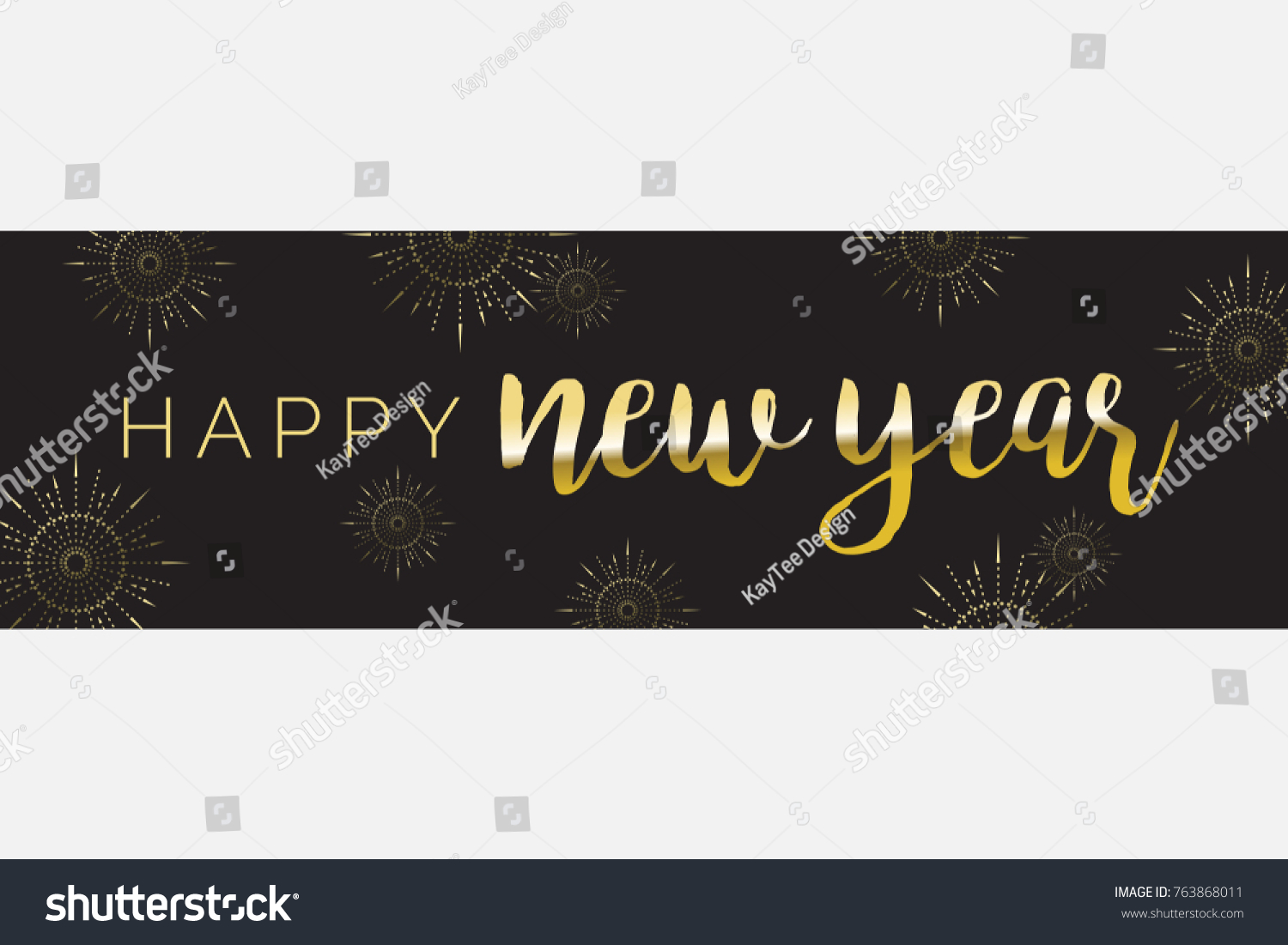 Happy New Year Fireworks Vector Wide Stock Vector (Royalty Free) 763868011