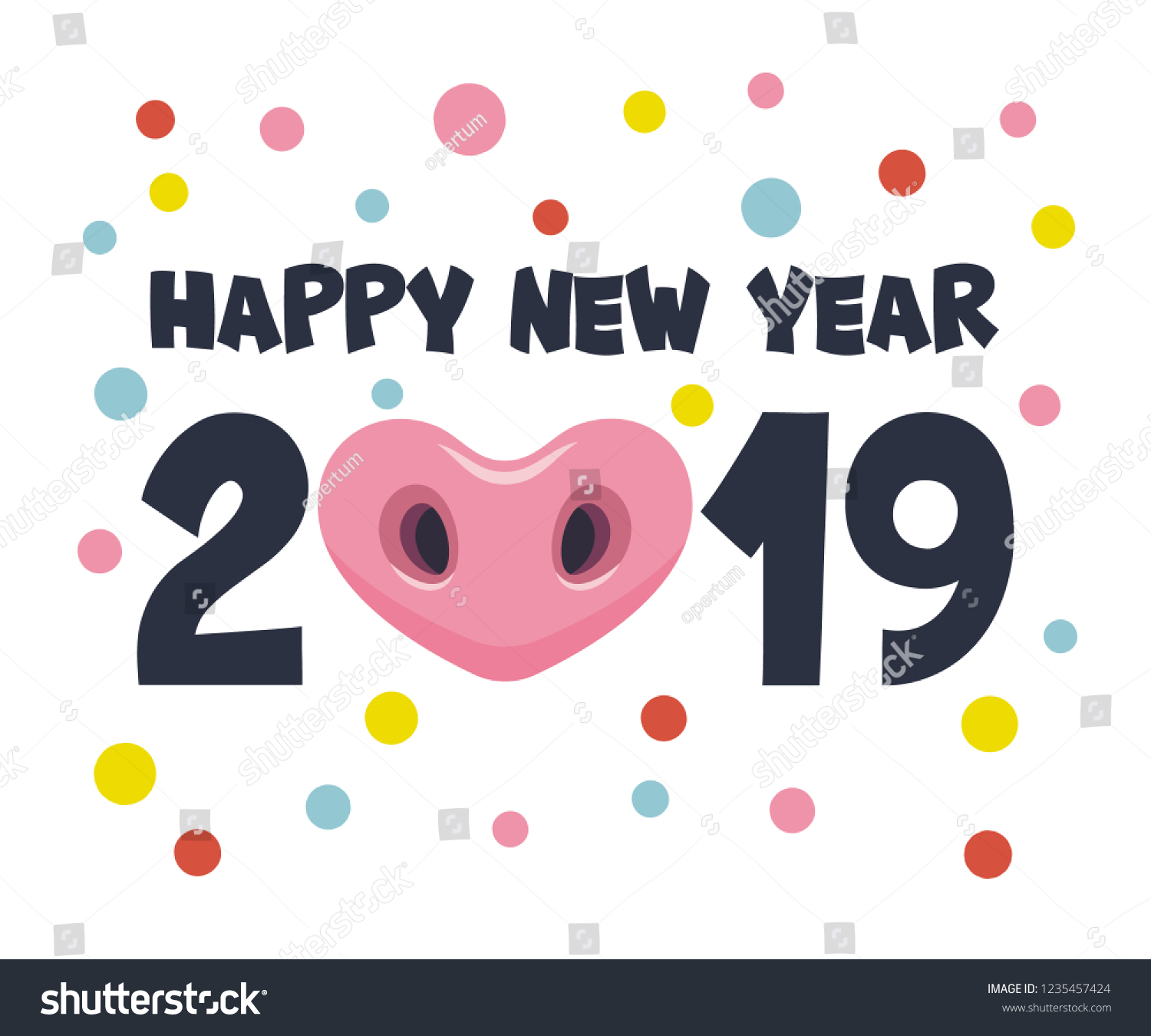 Happy New Year 19 Funny Card Stock Vector Royalty Free