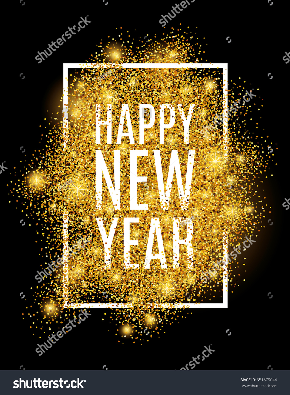Happy New Year Gold Glitter 2017 Stock Vector 351879044