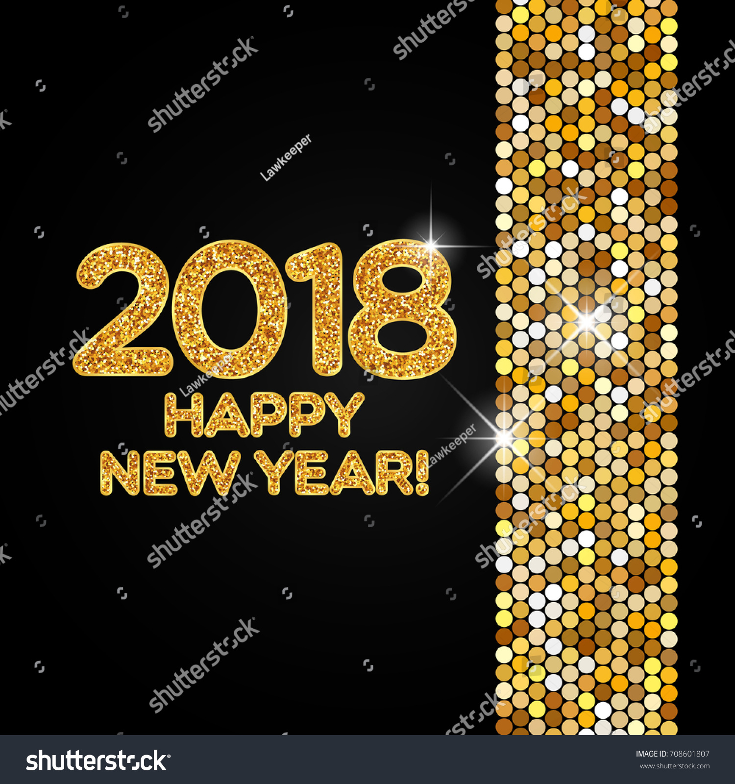 Happy New Year 2018 Golden Shimmer Stock Vector 708601807 