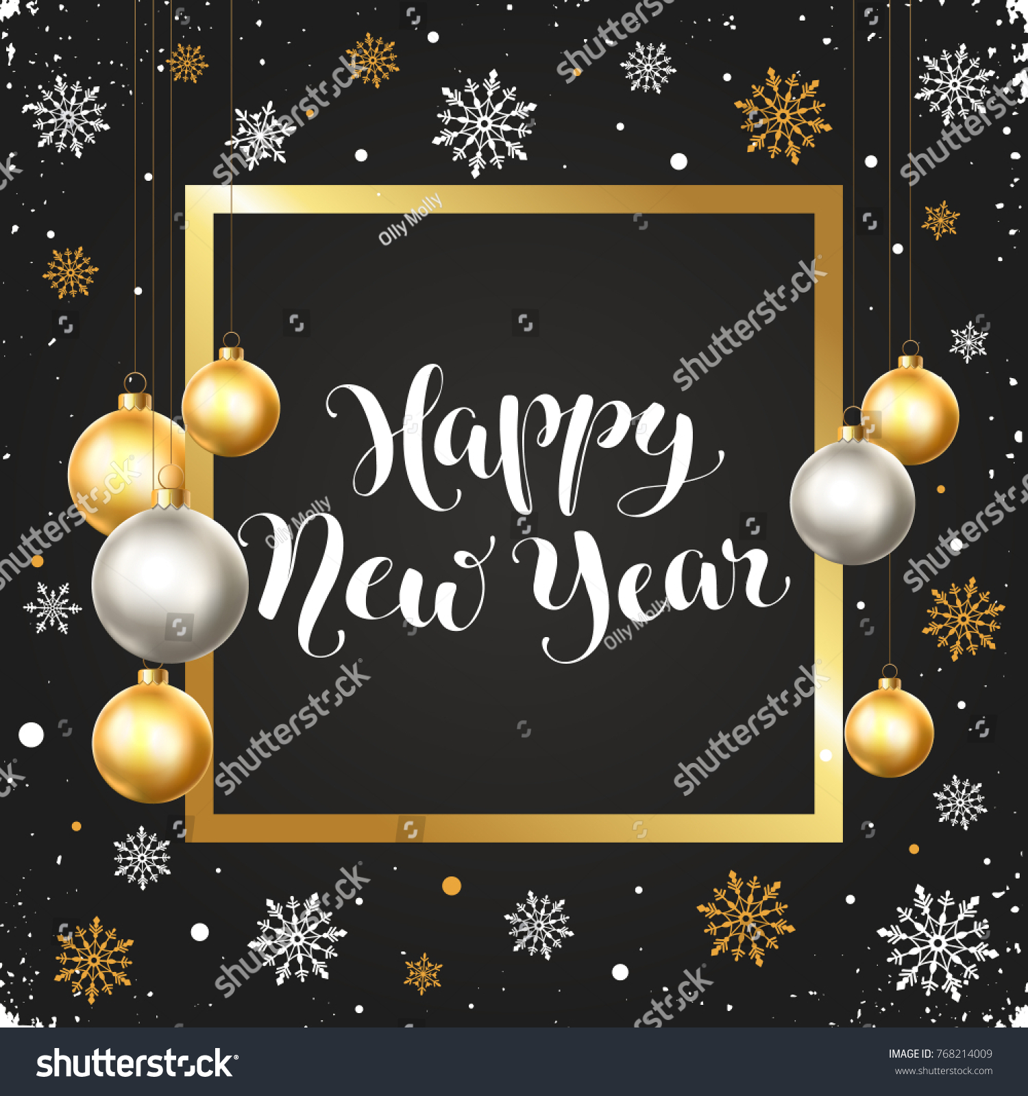 Happy New Year Greeting Card Template Stock Vector 768214009 - Shutterstock