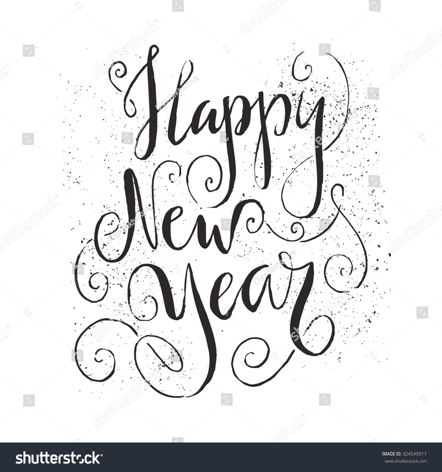 Happy New Year - Hand Drawn Christmas Vector Typography. Perfect Design