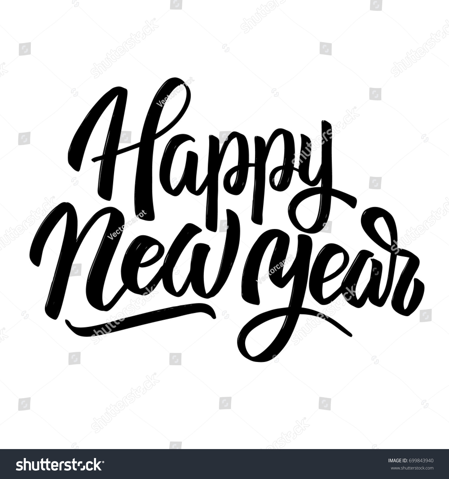 Happy New Year Hand Drawn Lettering Stock Vector 699843940 - Shutterstock