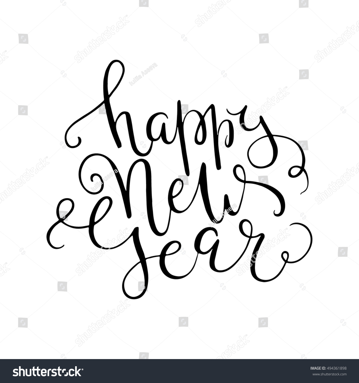 Happy New Year Handlettering. Vector Illustration Isolated On ...