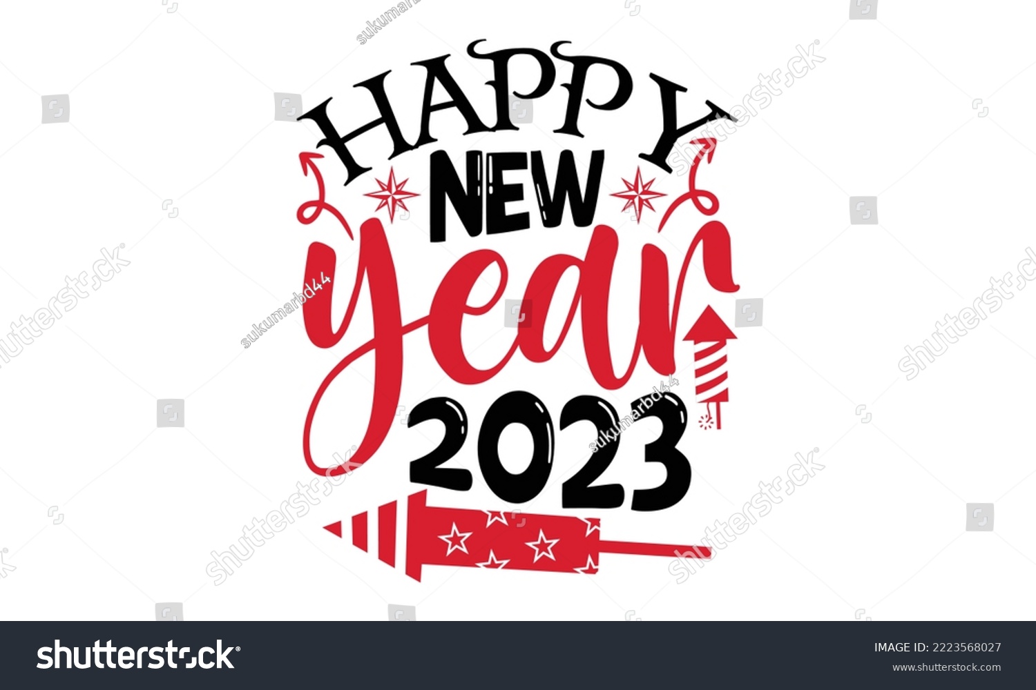 SVG of Happy New Year 2023 - Happy New Year SVG Design, Handmade calligraphy vector illustration, Illustration for prints on t-shirt and bags, posters svg
