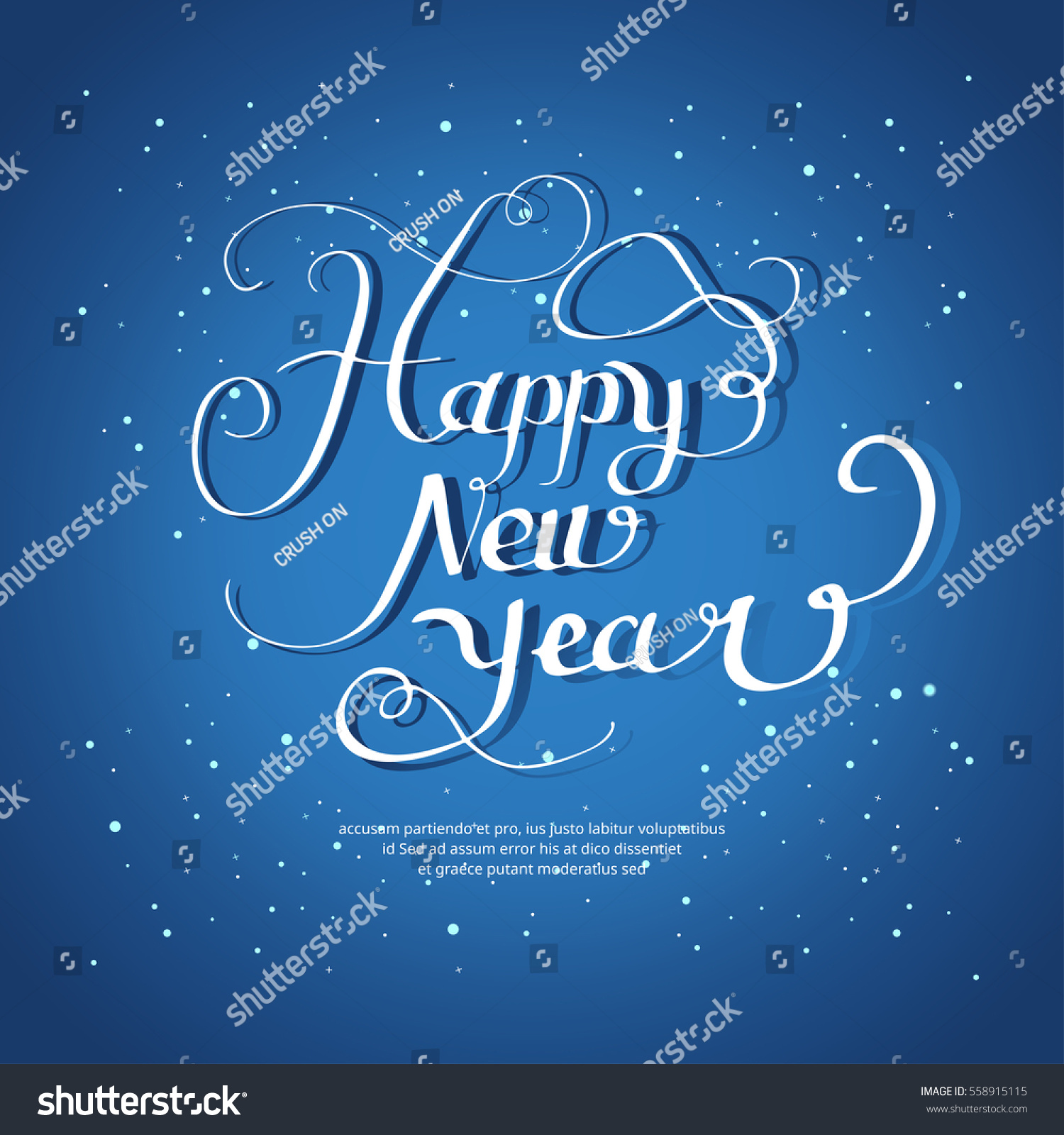 Happy New Year Lettering Calligraphy Typography Stock Vector (Royalty Free) 558915115