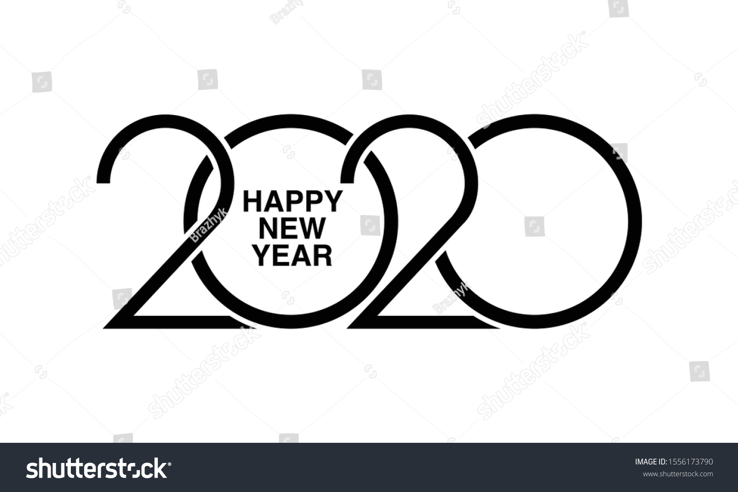 Happy New Year 2020 Logo Text Stock Vector Royalty Free 1556173790