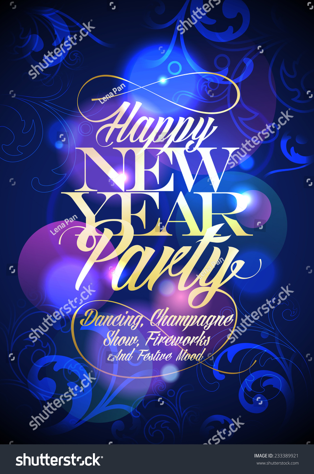 Happy New Year Party Floral Design. Eps10 Stock Vector Illustration