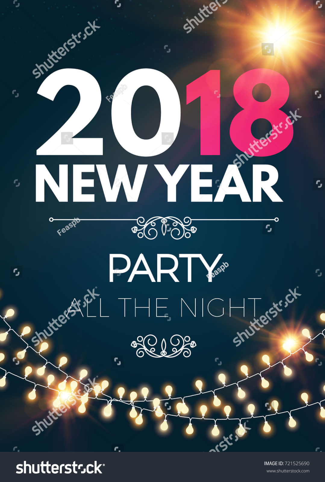 happy new 2018 year party poster のベクター画像素材 ロイヤリティ