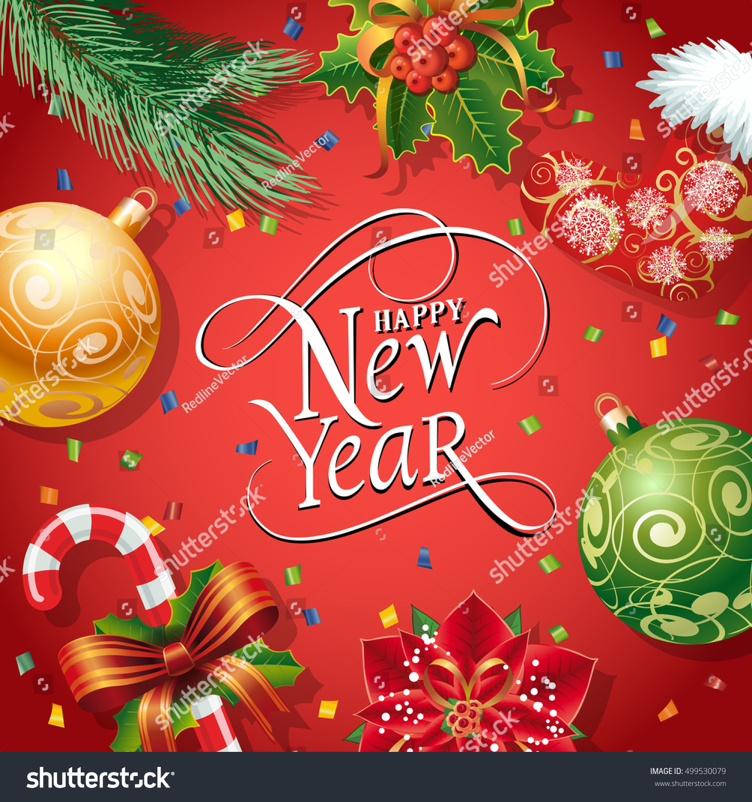  Happy New Year Postcard  Design Stock Vector 499530079 