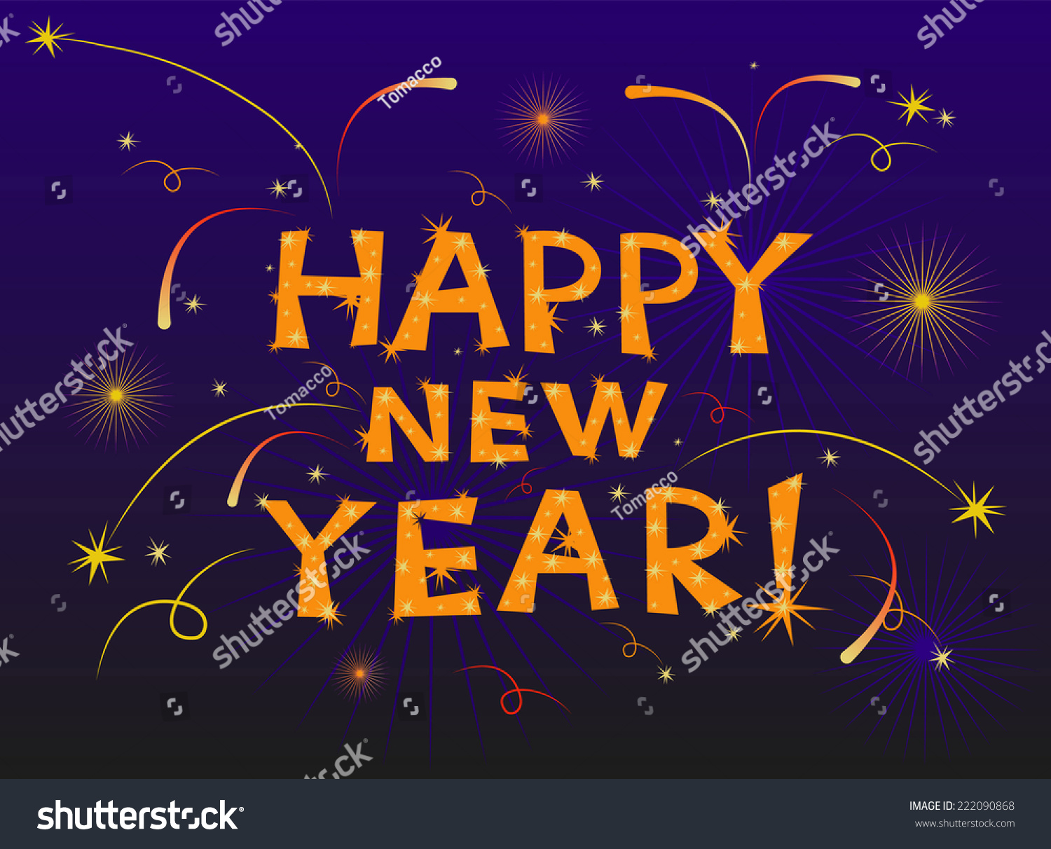 Happy New Year Sign With Fireworks Stock Vector Illustration 222090868 : Shutterstock