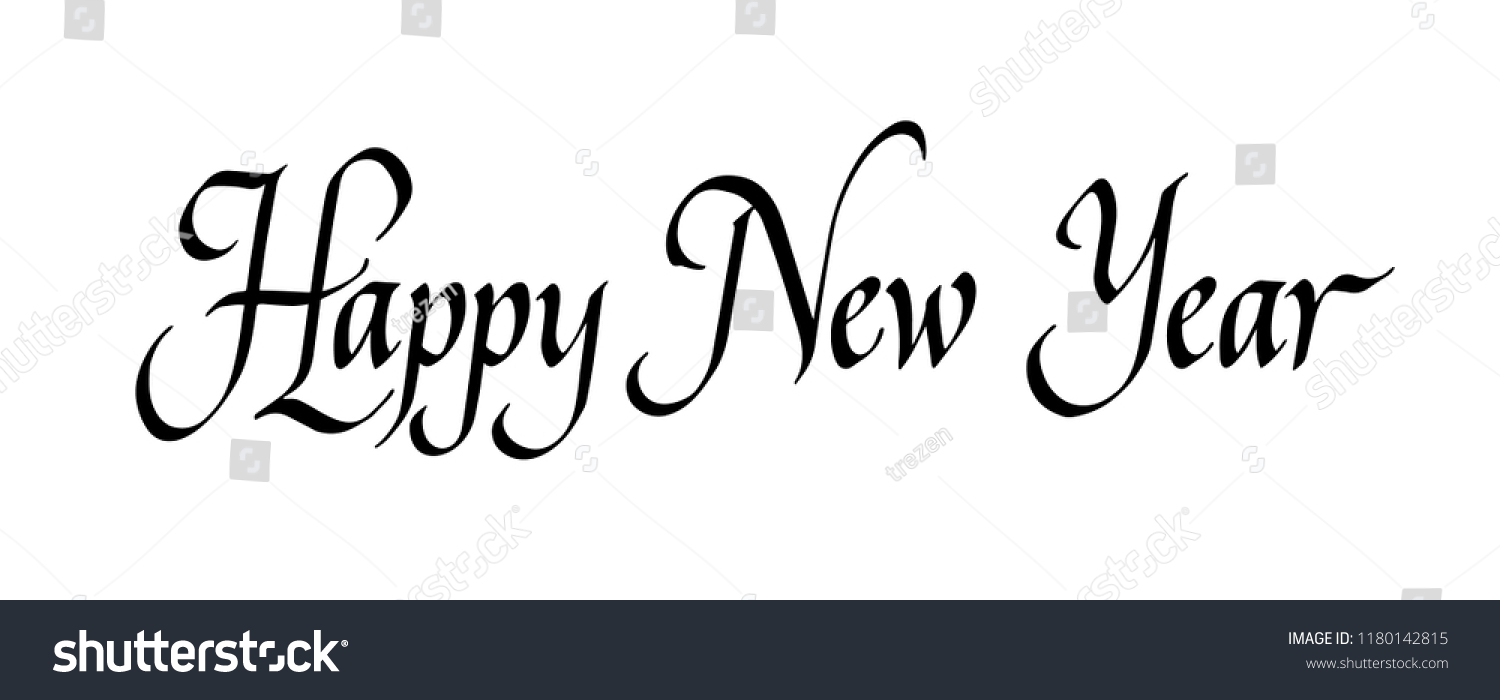 Happy New Year Simple Italic Script のベクター画像素材 ロイヤリティフリー