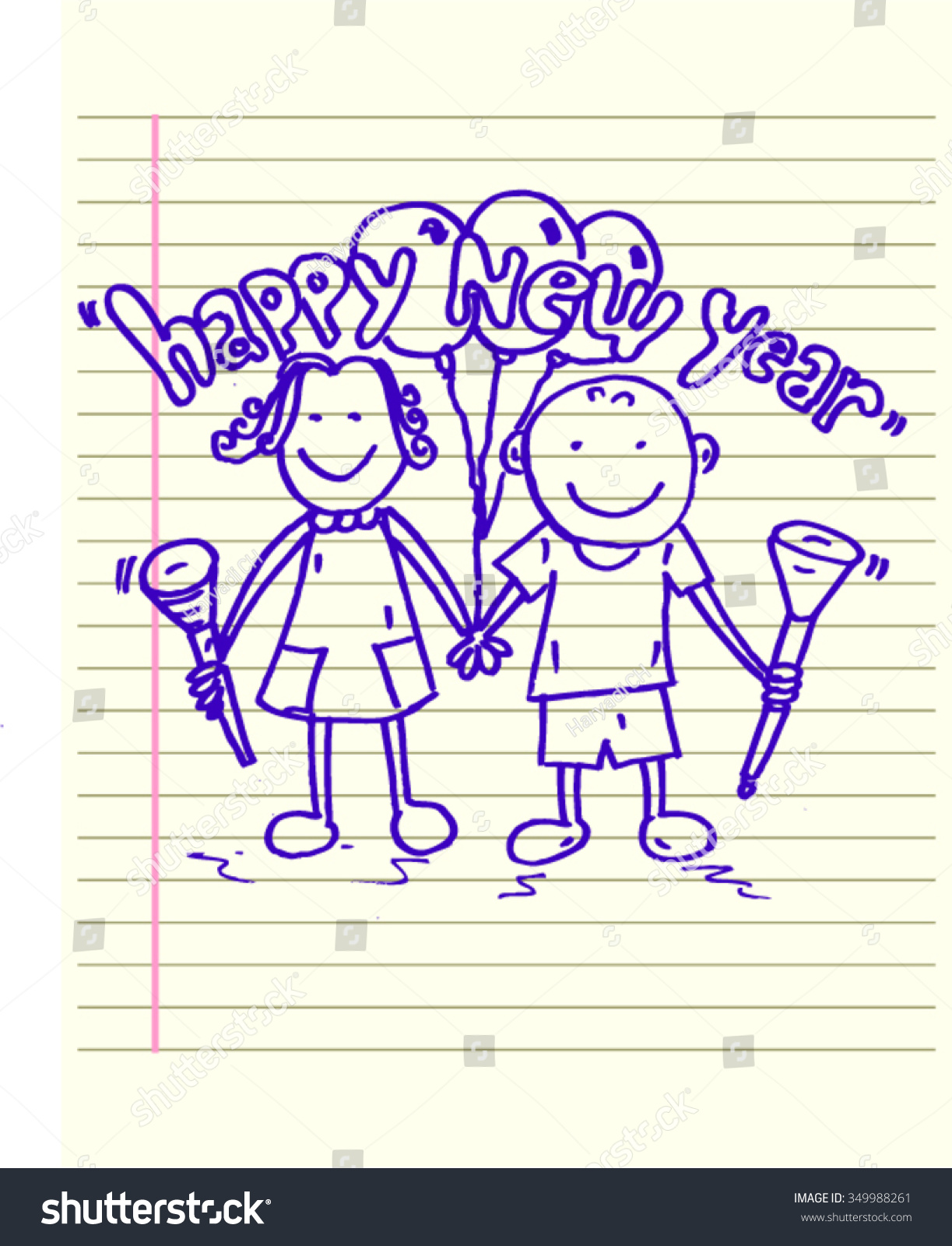 creative happy new year sketch