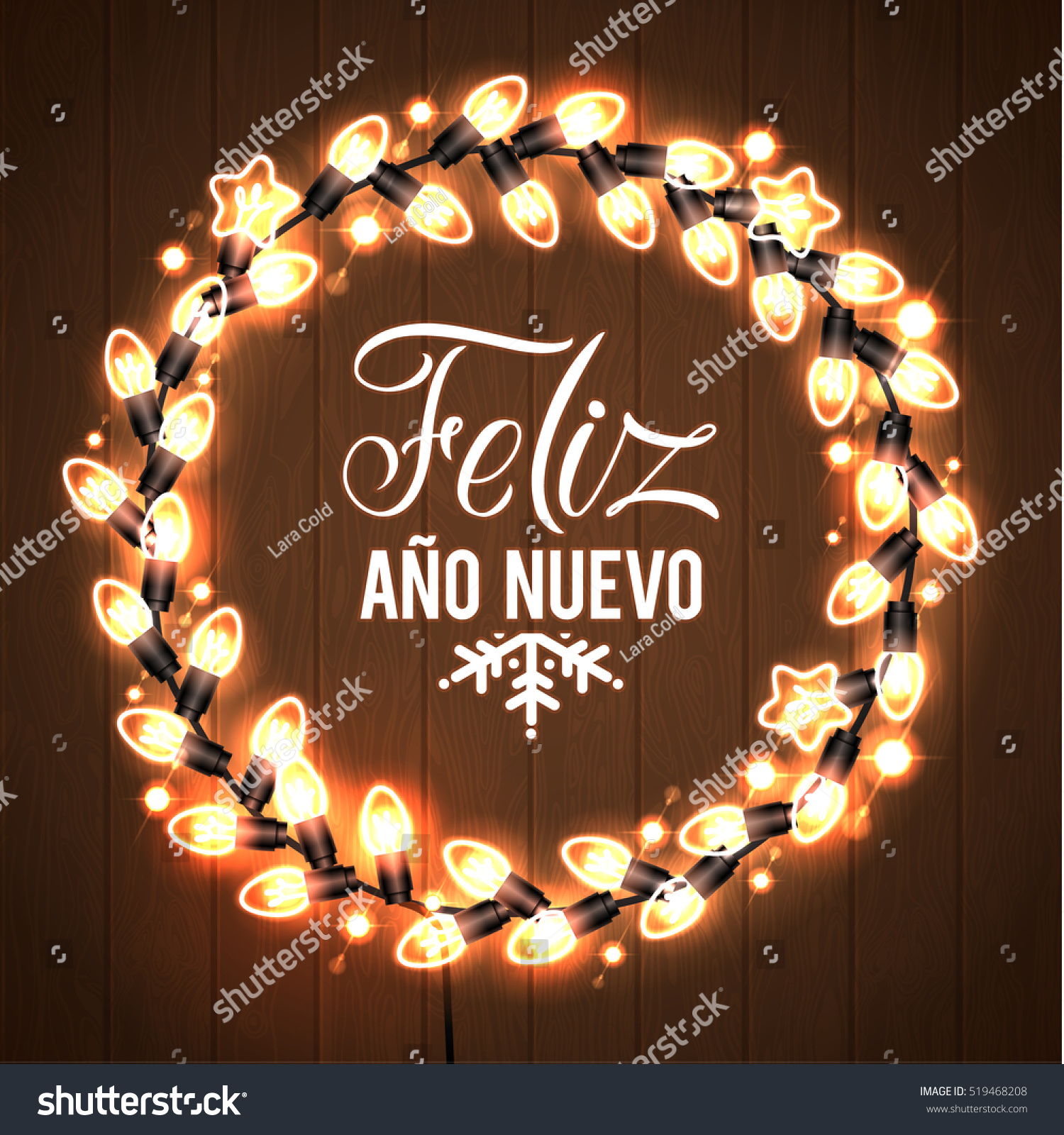 Happy New Year Spanish Language Poster Stock Vector 519468208