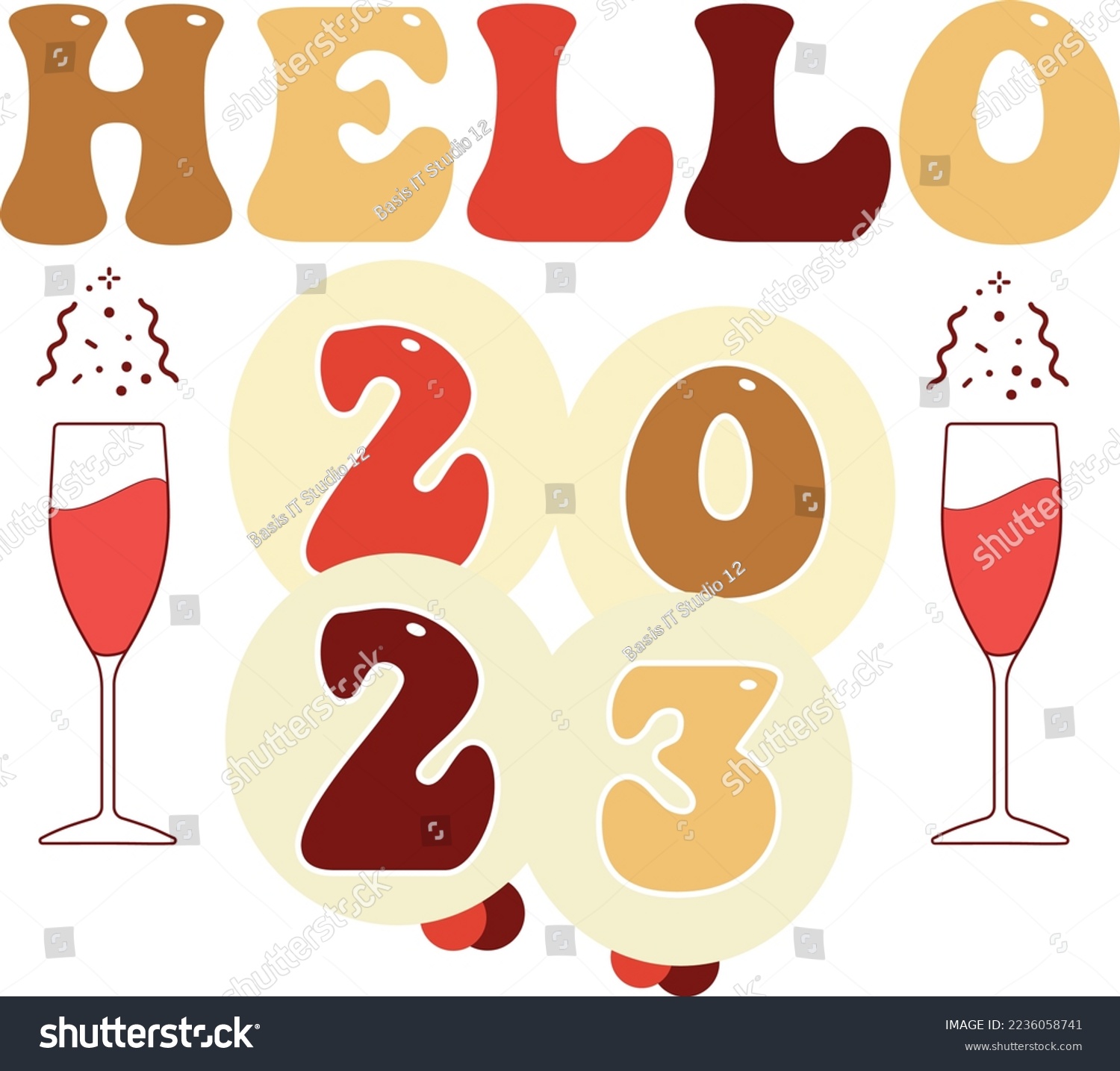 SVG of Happy New Year 2023 SVG Design, Happy New Year SVG Design, New Year Stickers quotes t-shirt designs, Handmade calligraphy vector illustration, mug, poster svg