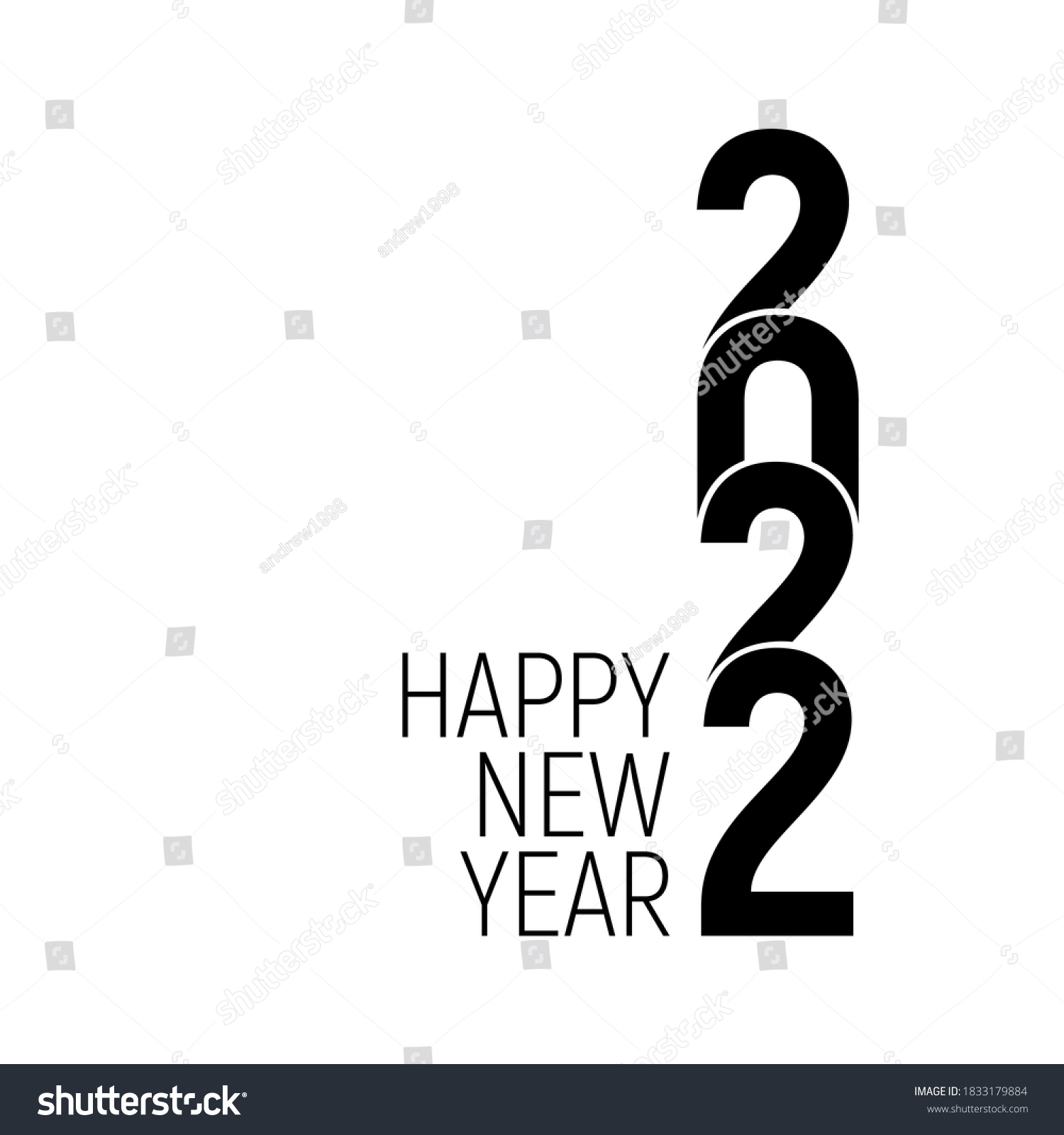 Happy New Year 2022 Text Design Stock Vector Royalty Free 1833179884