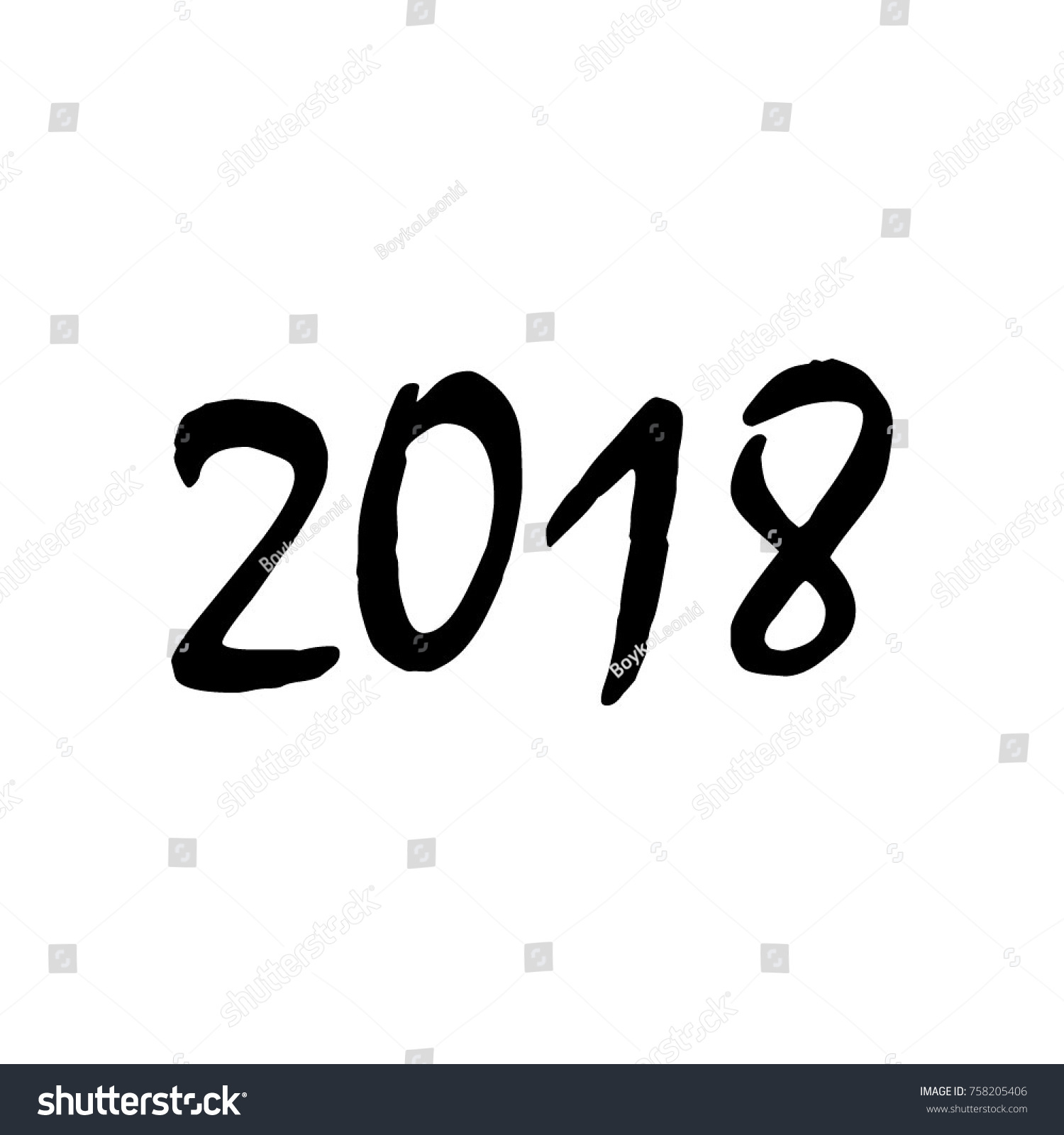 Happy New Year 2018 Text Design Stock Vector 758205406 - Shutterstock