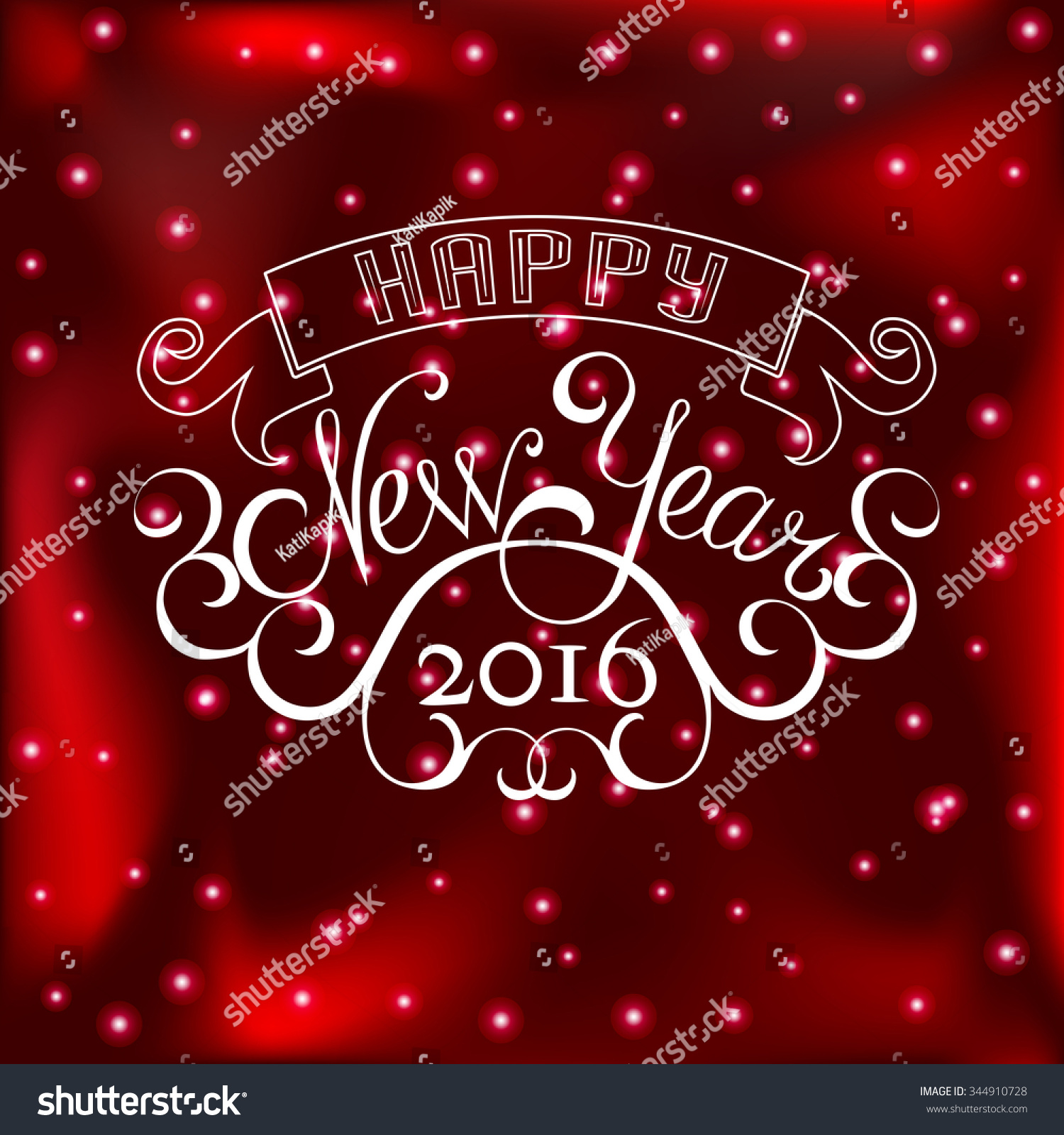 Happy New Year - Vector Calligraphy, Lettering (Card, Banner, Poster) On Red Background