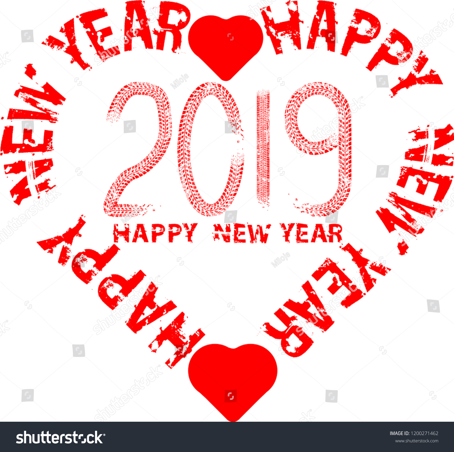 Happy New Year 19 Written Grunge Stock Vector Royalty Free