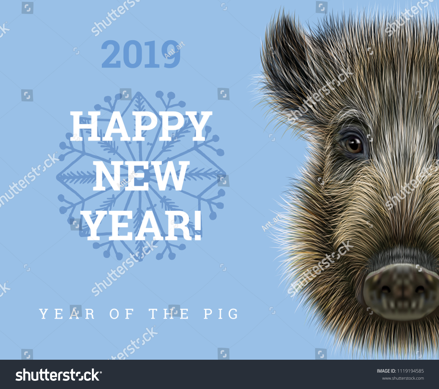 Happy New Year 2019 Year Of The Pig Paper Card Happy New Year 2019 Year Of The Pig Paper Card