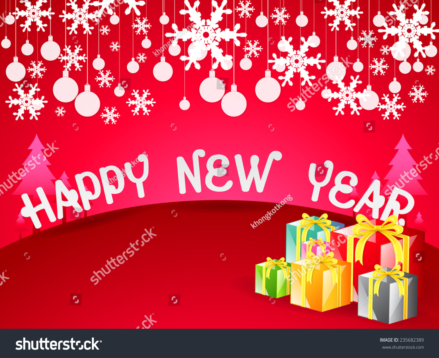 Happy News Year Wallpaper Background Stock Vector 235682389