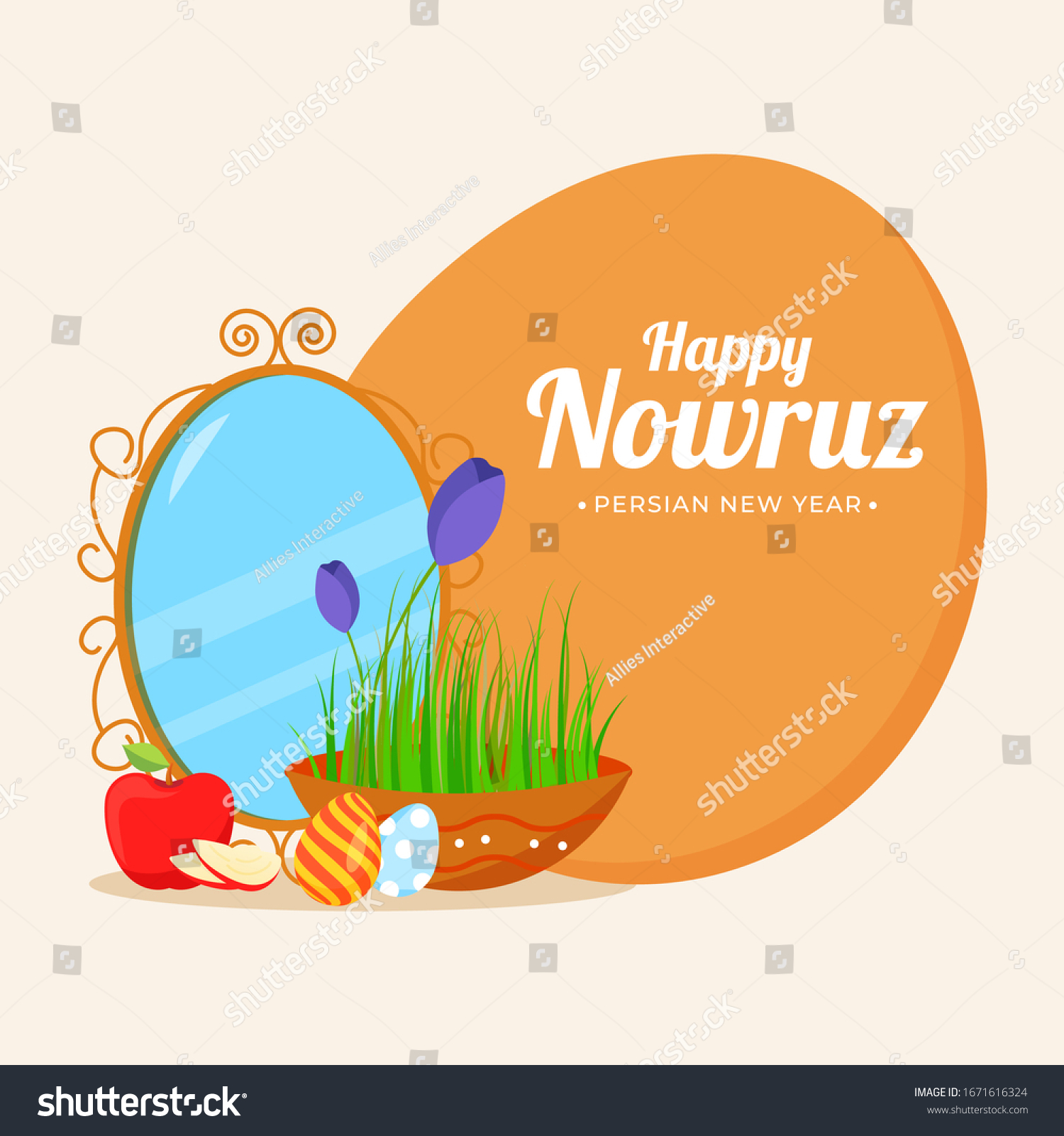 Happy Nowruz Persian New Year Poster Stock Vector (Royalty Free) 1671616324