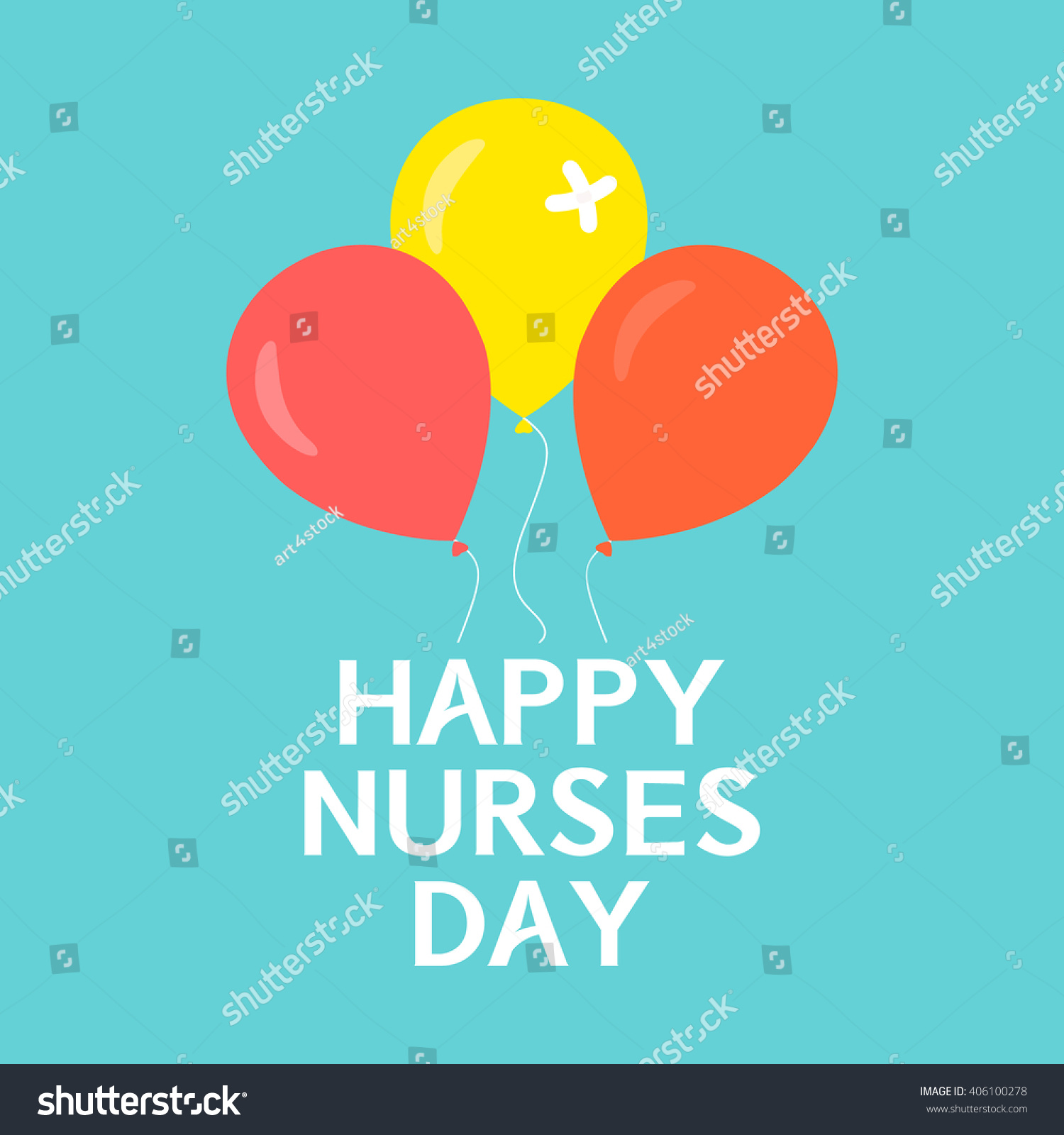 Happy Nurses Day Poster Balloons On เวกเตอร์สต็อก (ปลอดค่าลิขสิทธิ์