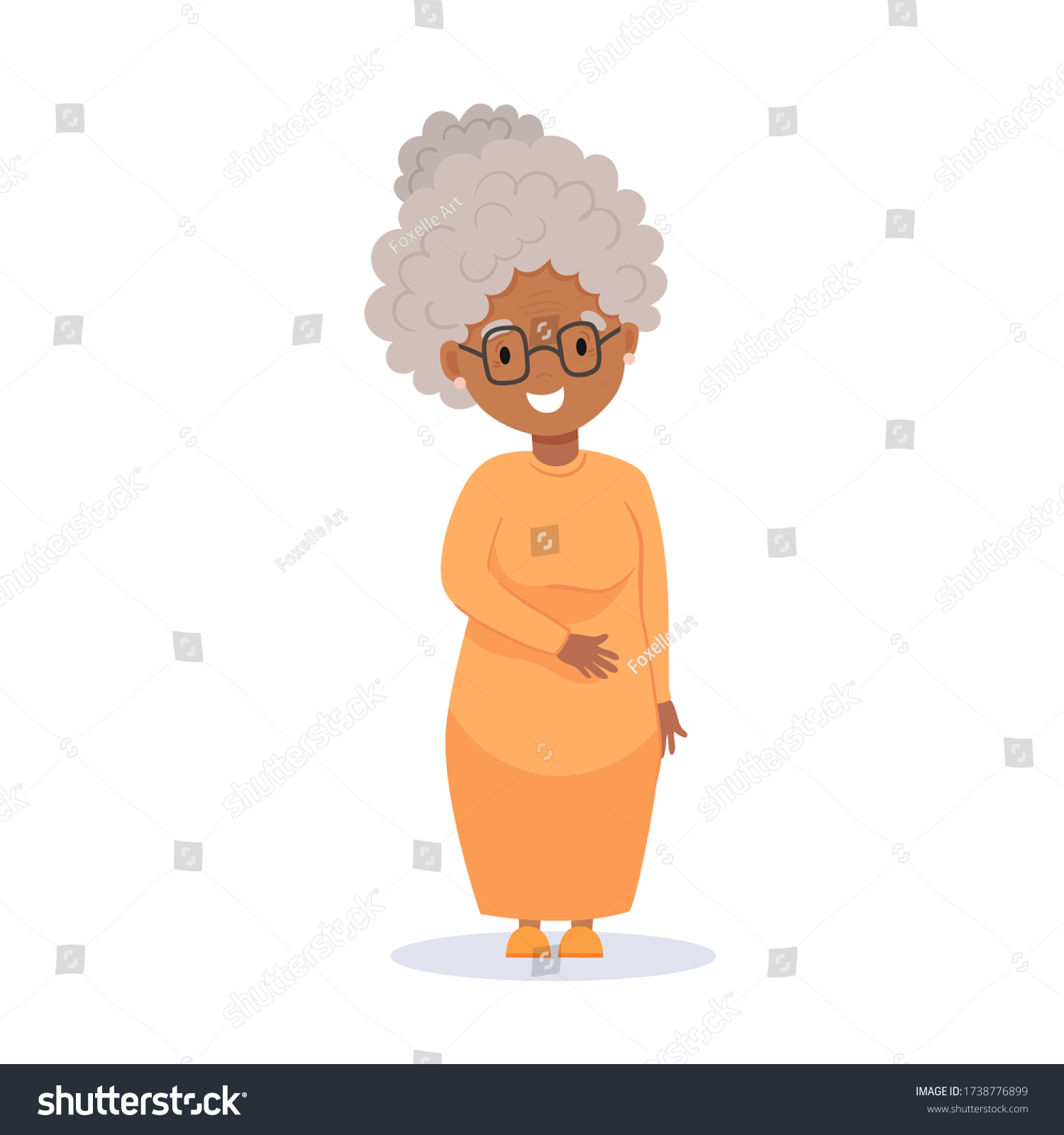 Feliz Anciana Negra Africana. Abuela De: Vector De Stock (libre De ...