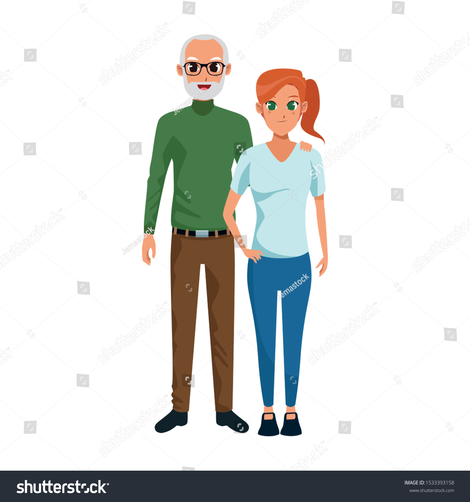 SVG of happy old woman and man together over white background, vector illustration svg
