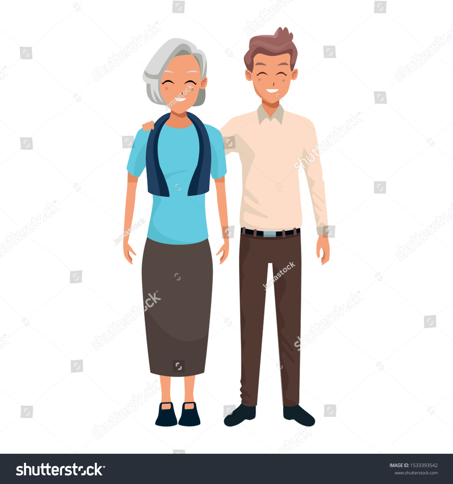 SVG of happy old woman and man together over white background, vector illustration svg