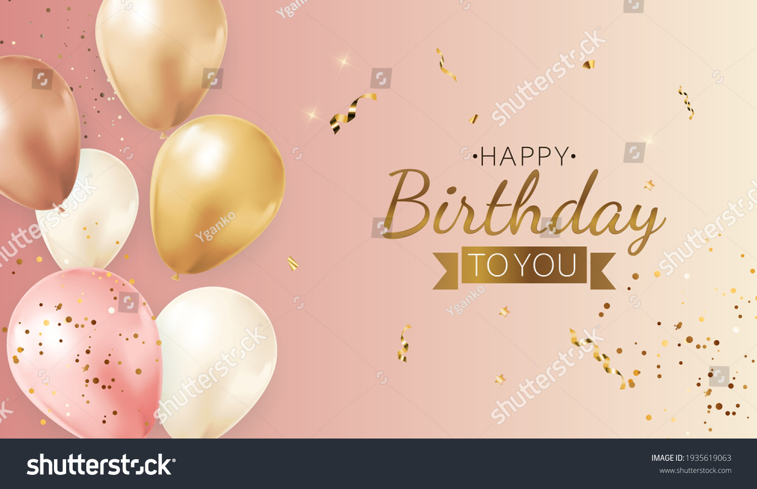 Happy Party Birthday Background Realistic Balloons Stock Vector ...