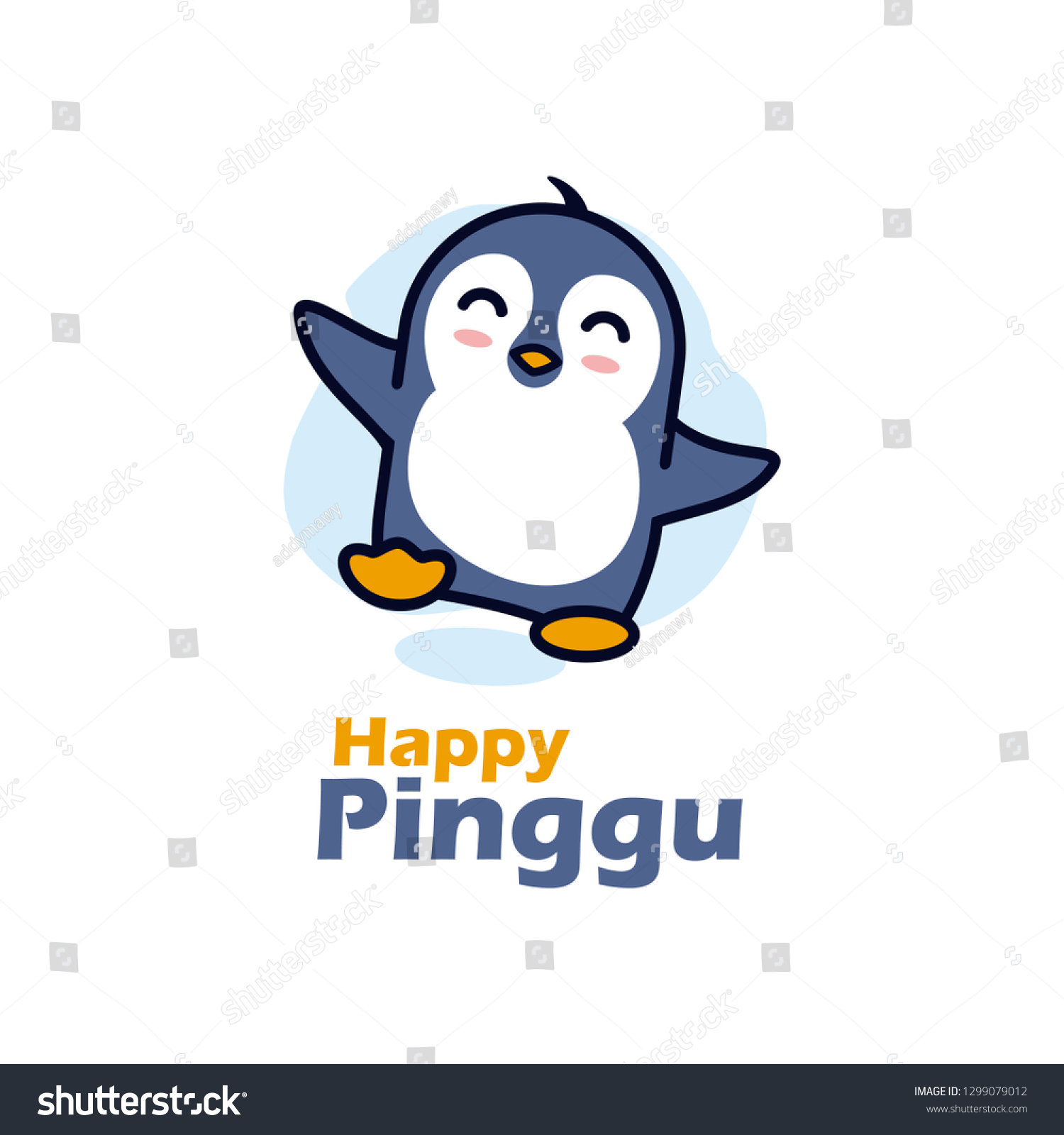 幸せなペンギンのベクター画像デザインイラスト かわいいペンギンのアイコン おかしなペンギンのアイコン ペンギンのマスコットキャラクターアイコン のベクター画像素材 ロイヤリティフリー