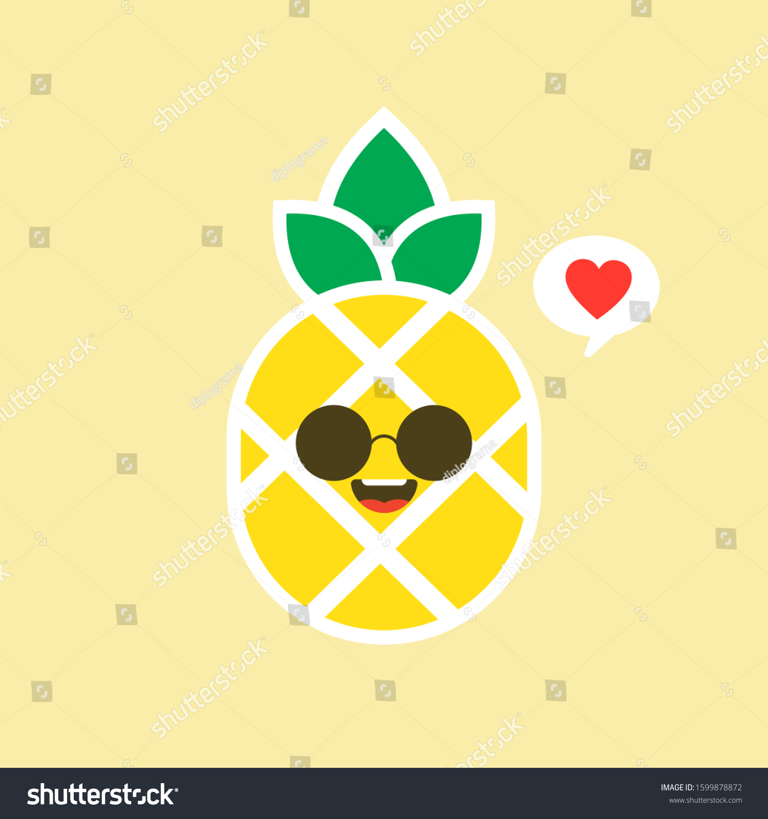 happy pineapple fruit cute kawaii face stock vector royalty free 1599878872 shutterstock