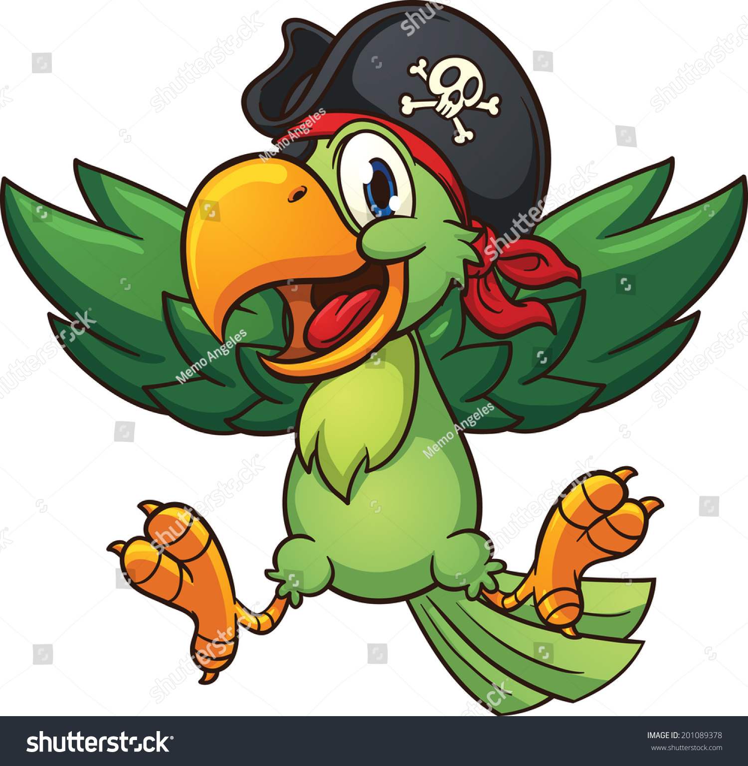 Happy Pirate Parrot Vector Clip Art Stock Vector 201089378 - Shutterstock