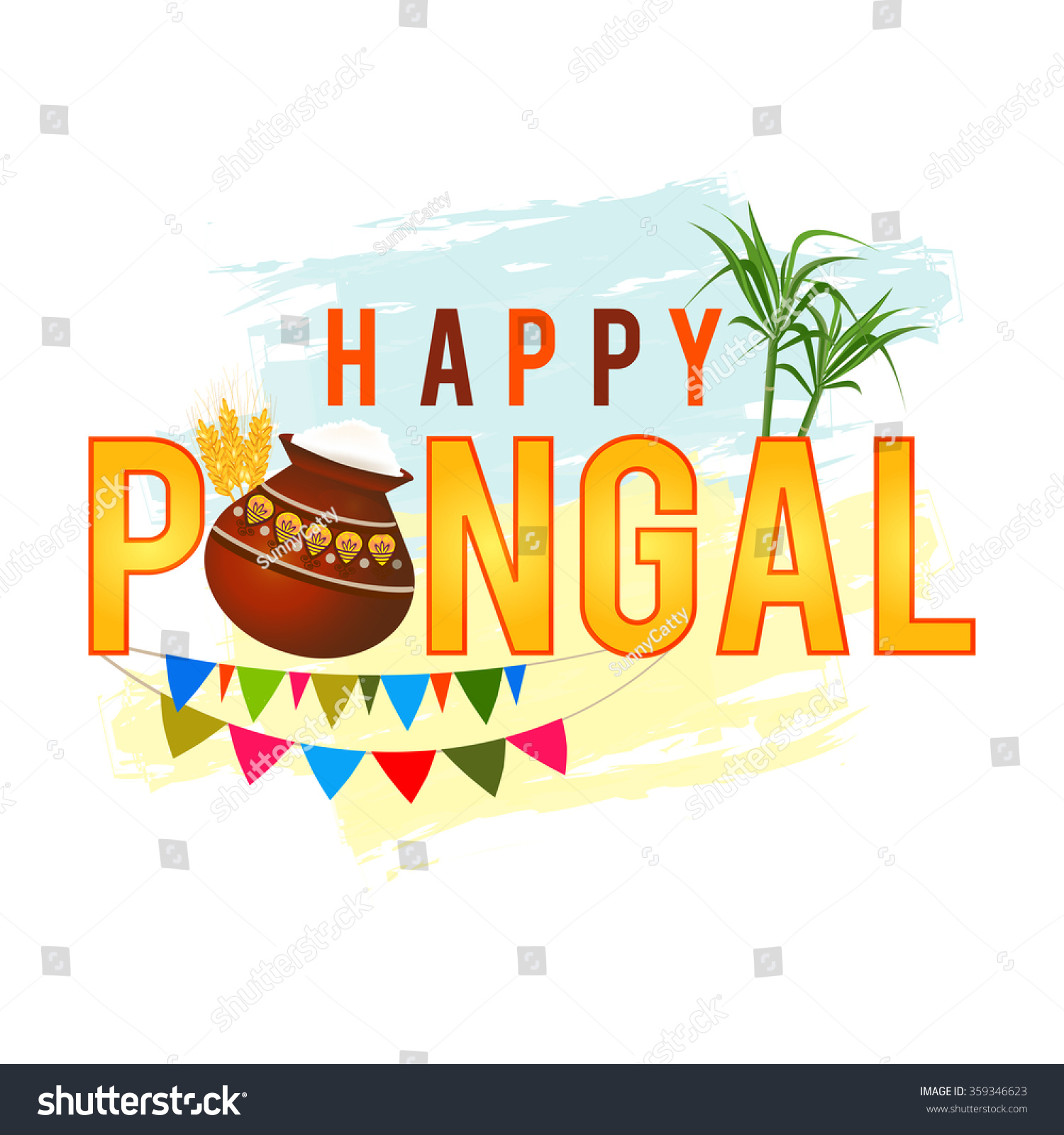Happy Pongal Greeting Background Stock Vector Royalty Free 359346623
